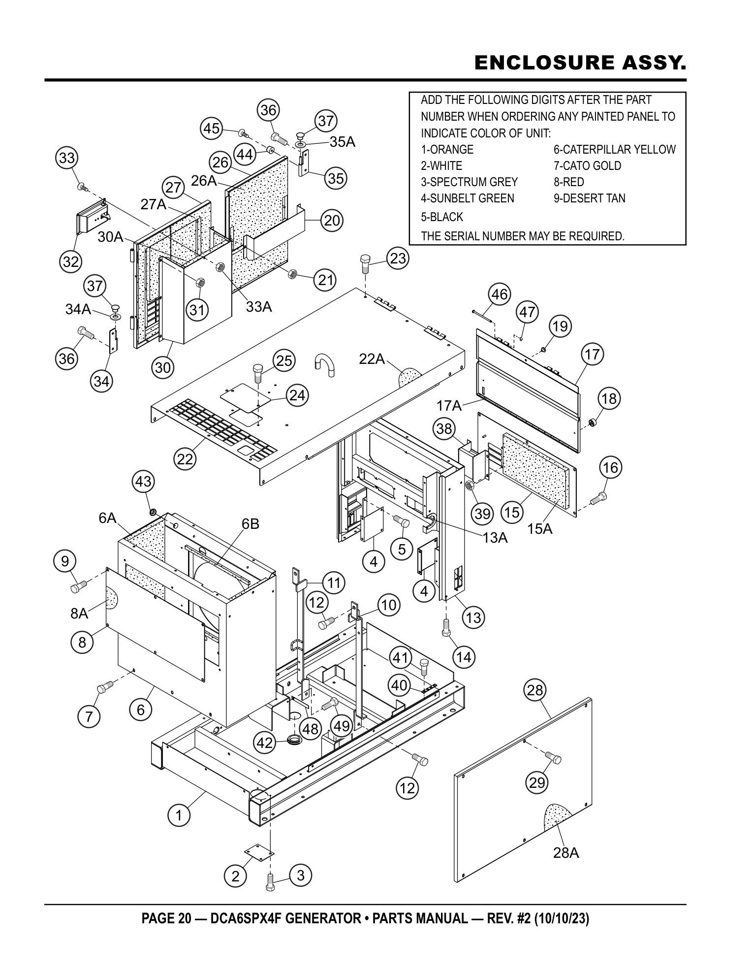 Multiquip DCA6SPX4F Generator ENCLOSURE ASSY. parts diagram