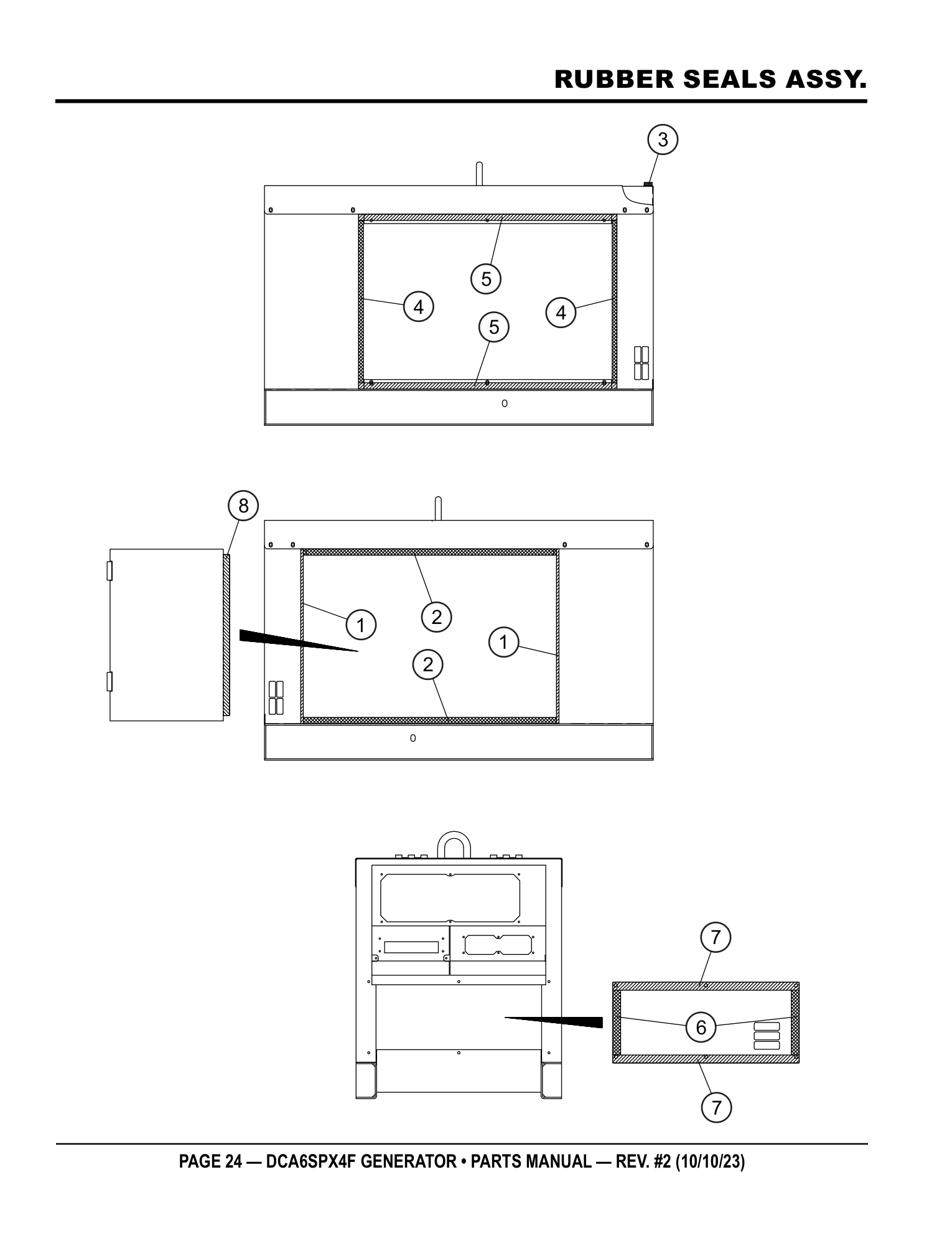 Multiquip DCA6SPX4F Generator RUBBER SEALS ASSY. parts diagram