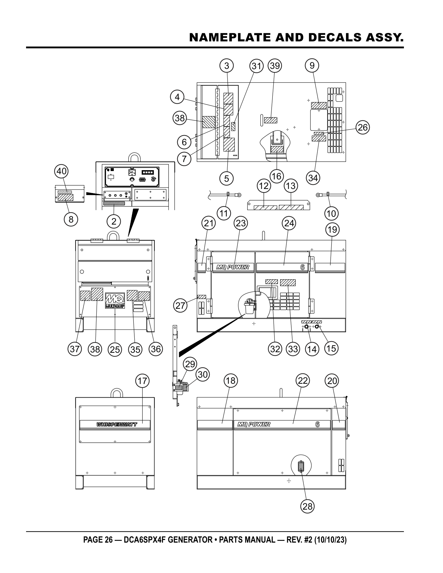 Multiquip DCA6SPX4F Generator NAMEPLATE AND DECALS ASSY. parts diagram