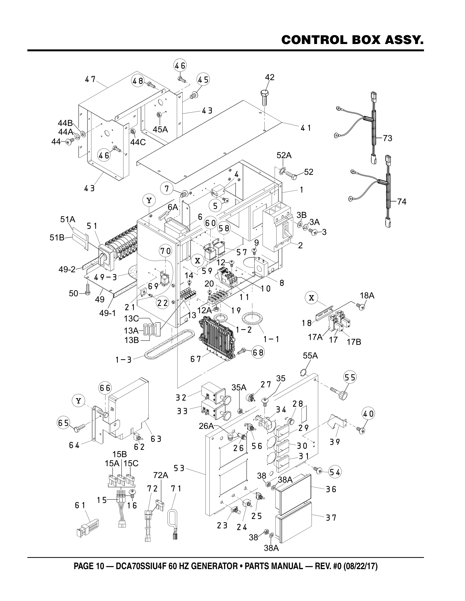 Multiquip DCA70SSIU4F Generator CONTROL BOX ASSY. parts diagram
