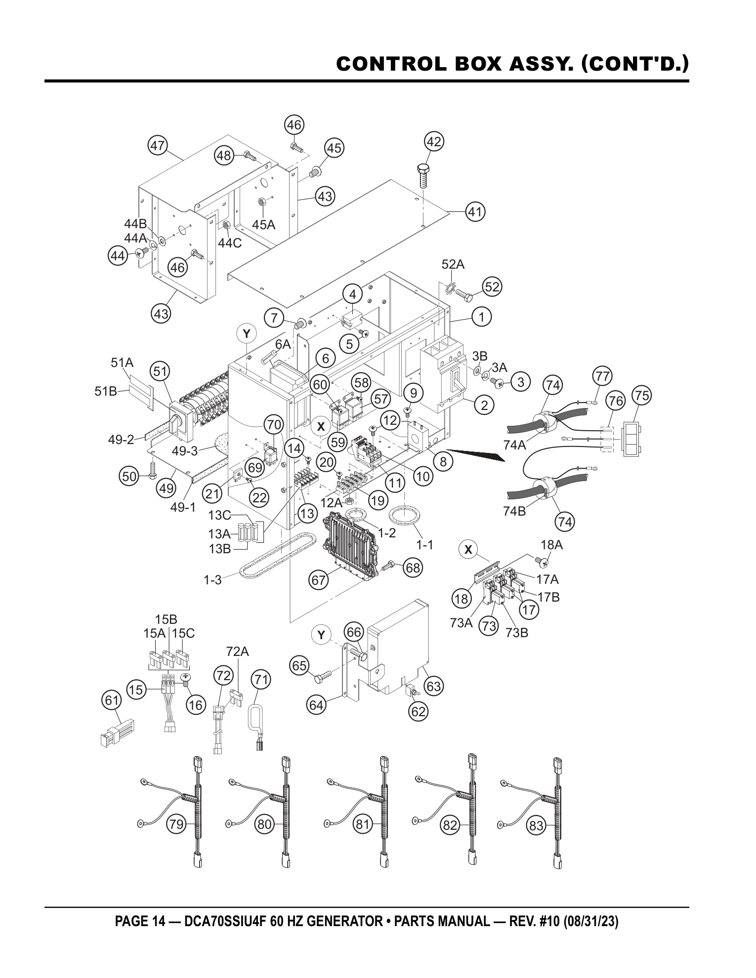 Multiquip DCA70SSIU4F Generator CONTROL BOX ASSY. (CONT'D.) parts diagram