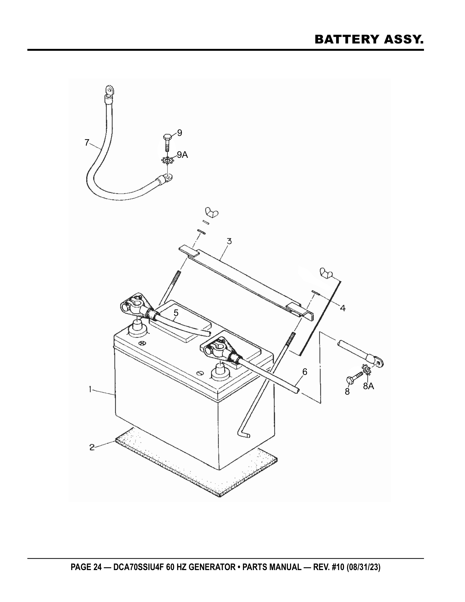 Multiquip DCA70SSIU4F Generator BATTERY ASSY. parts diagram