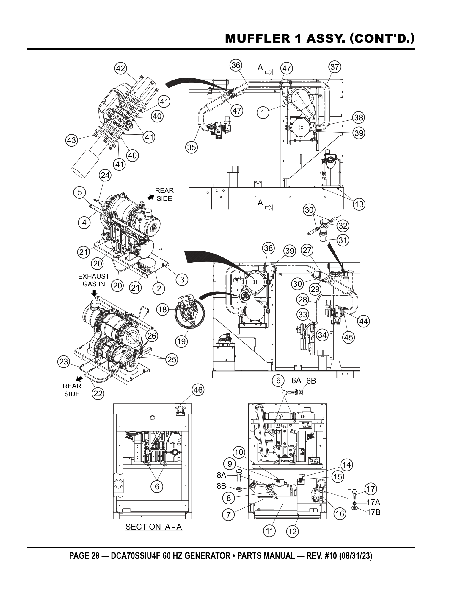 Multiquip DCA70SSIU4F Generator MUFFLER 1 ASSY. (CONT'D.) parts diagram