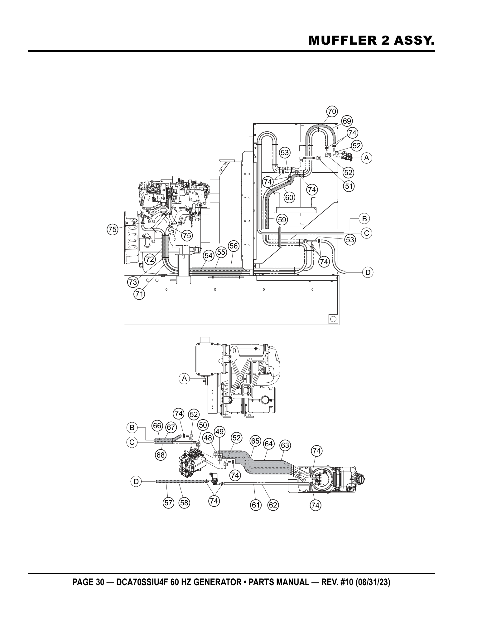 Multiquip DCA70SSIU4F Generator MUFFLER 2 ASSY. parts diagram