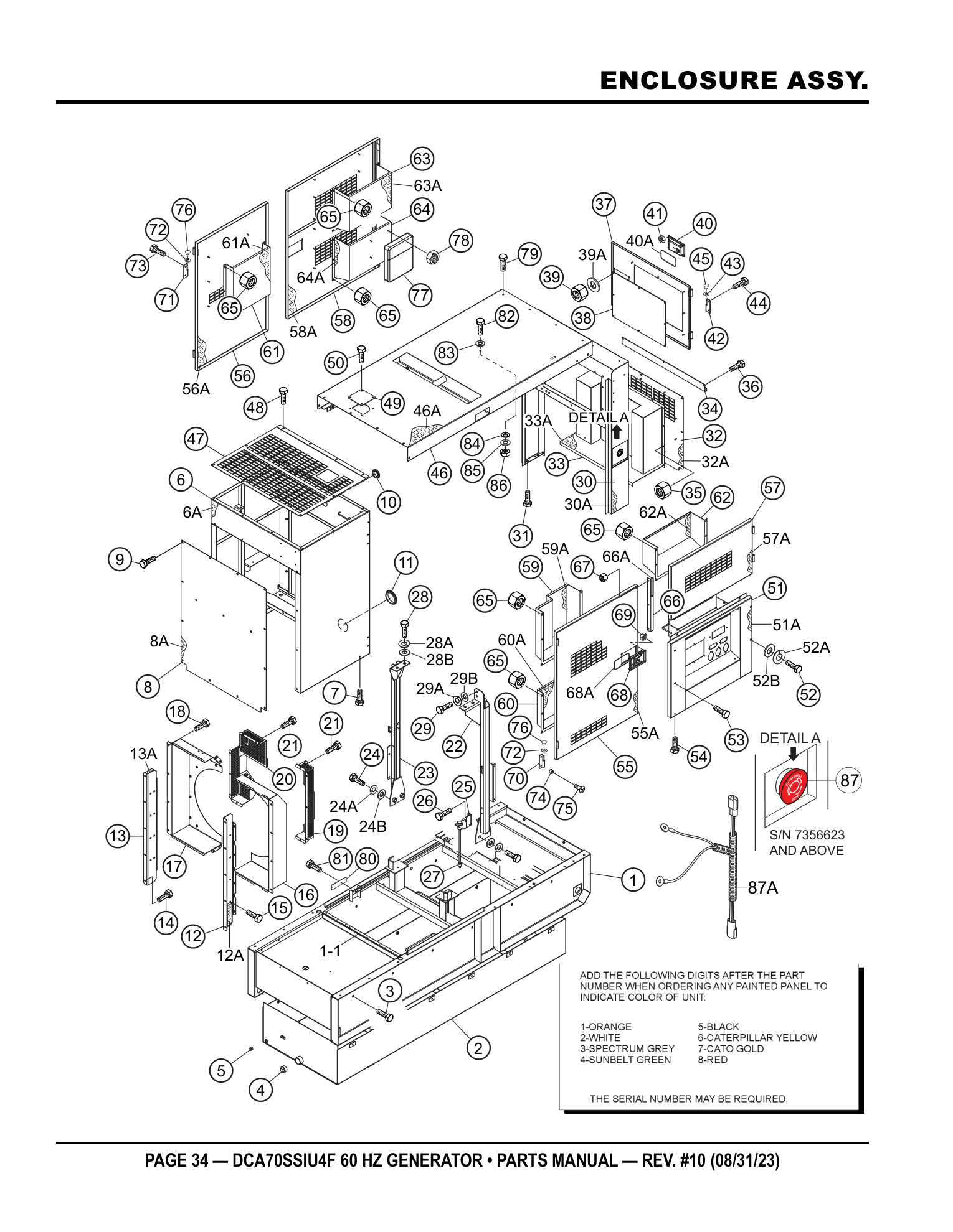 Multiquip DCA70SSIU4F Generator ENCLOSURE ASSY. parts diagram