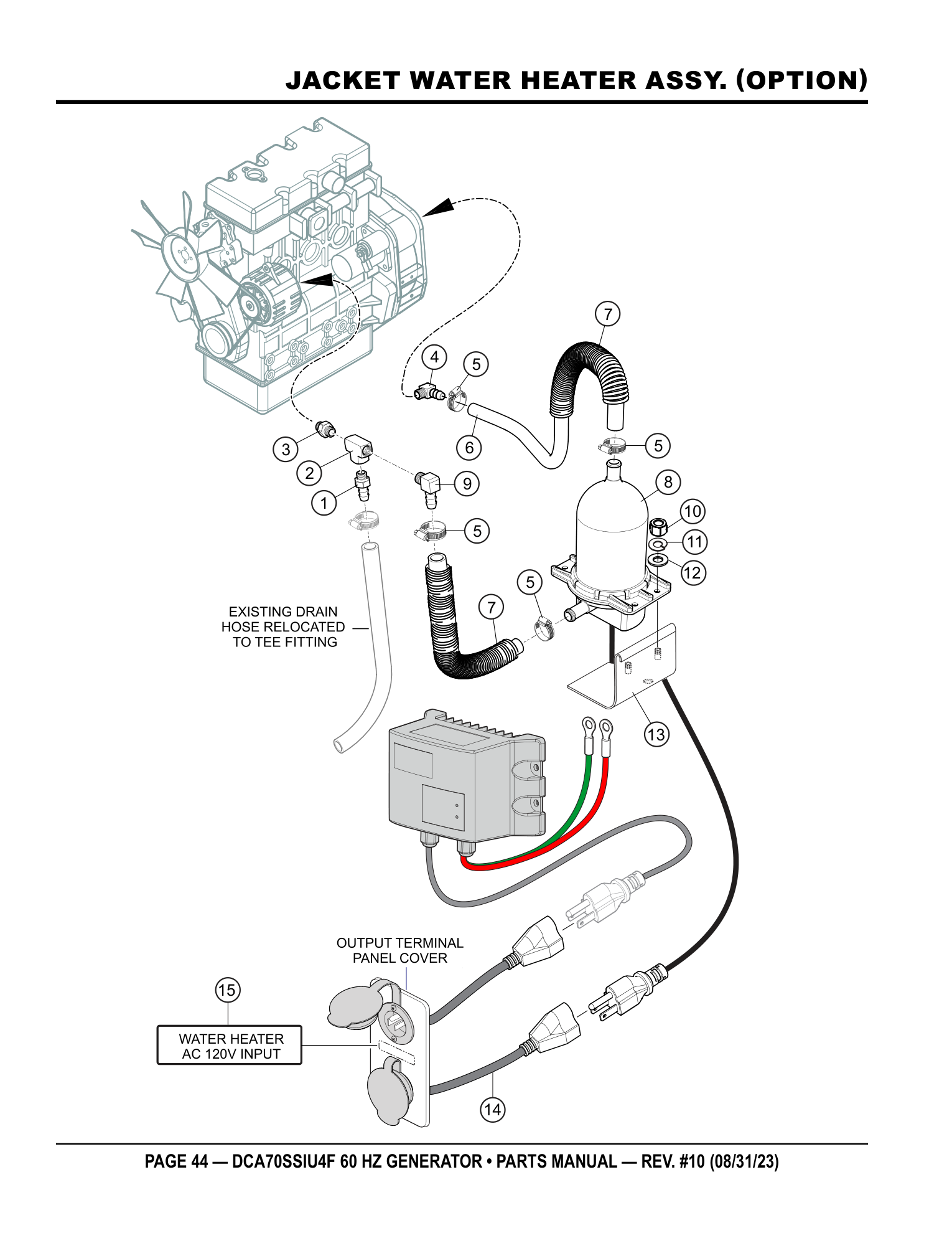 Multiquip DCA70SSIU4F Generator JACKET WATER HEATER ASSY. (OPTION) parts diagram