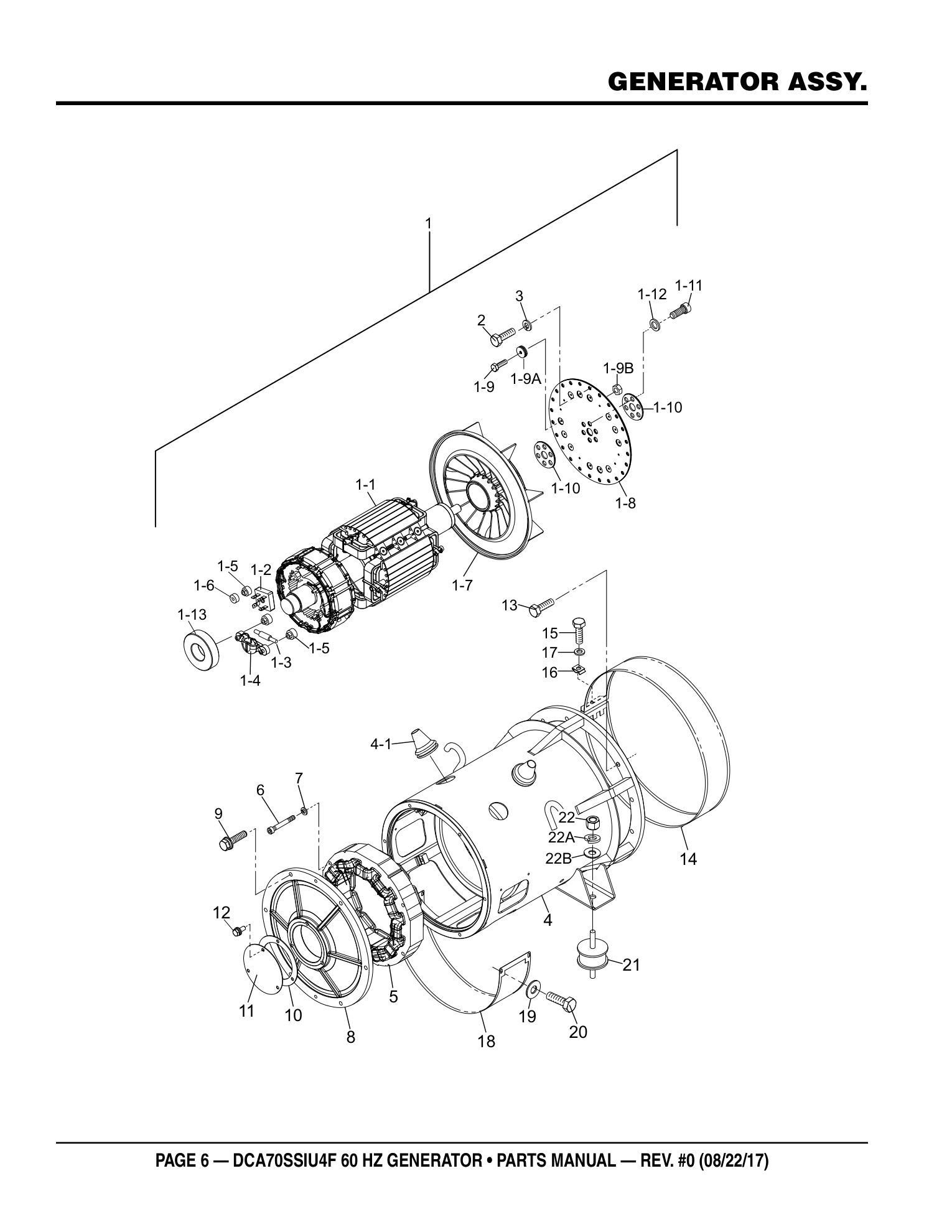 Multiquip DCA70SSIU4F Generator GENERATOR ASSY. parts diagram