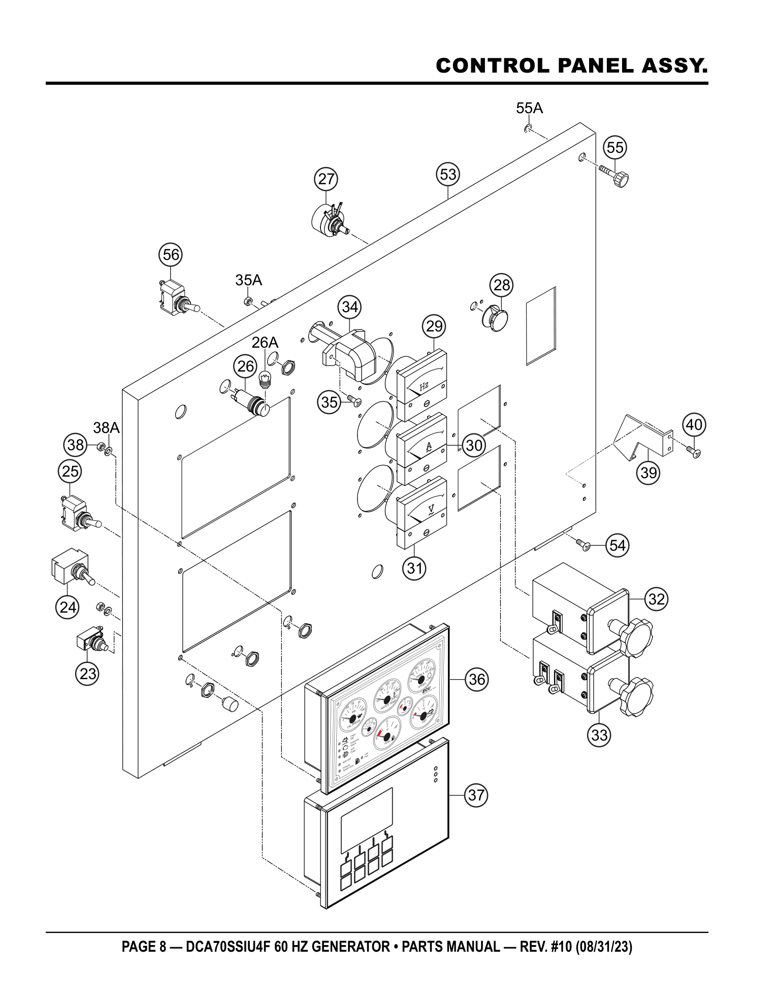 Multiquip DCA70SSIU4F Generator CONTROL PANEL ASSY. parts diagram