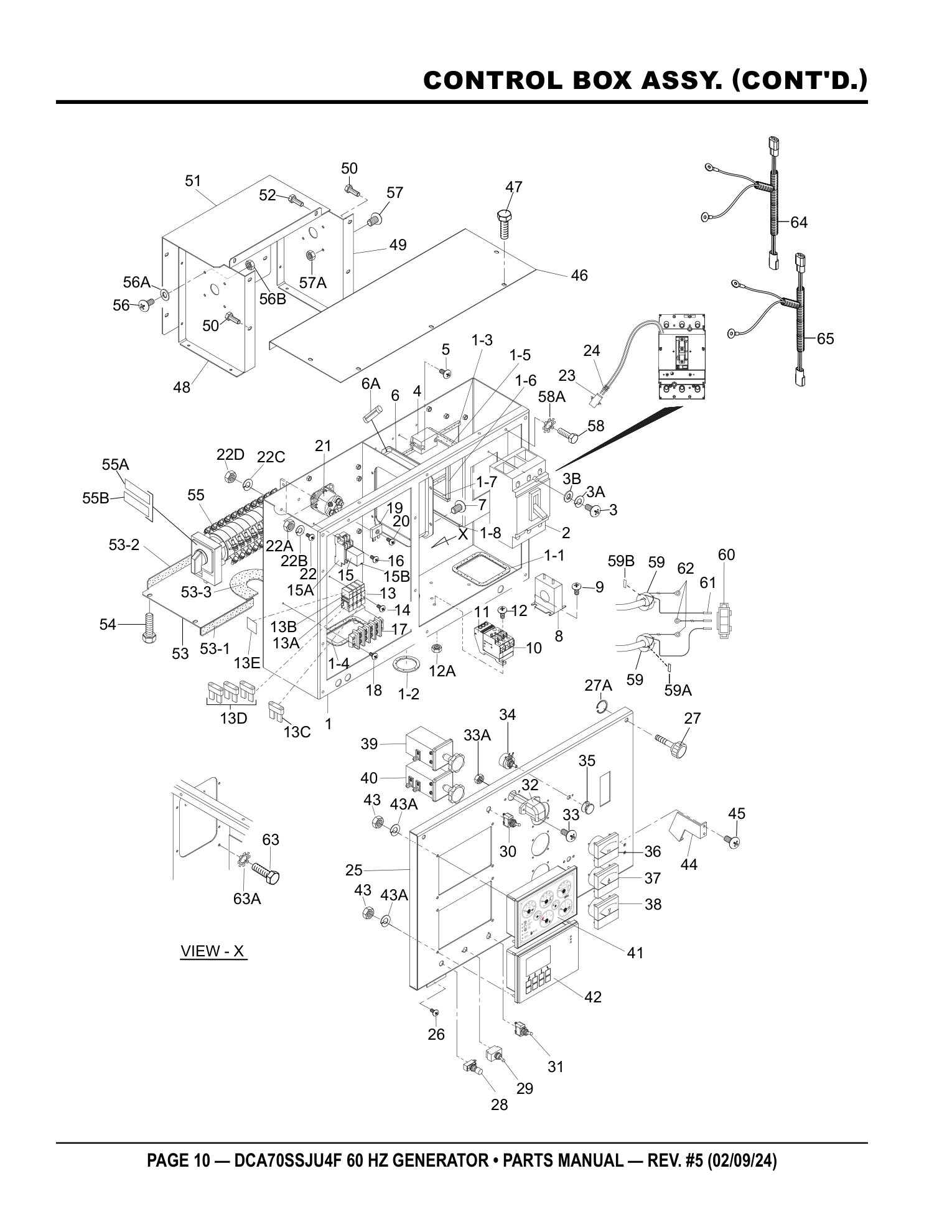 Multiquip DCA70SSJU4F Generator CONTROL BOX ASSY. (CONT'D.) parts diagram