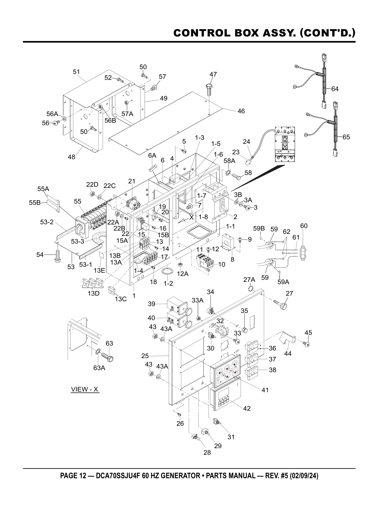 Multiquip DCA70SSJU4F Generator CONTROL BOX ASSY. (CONT'D.) parts diagram