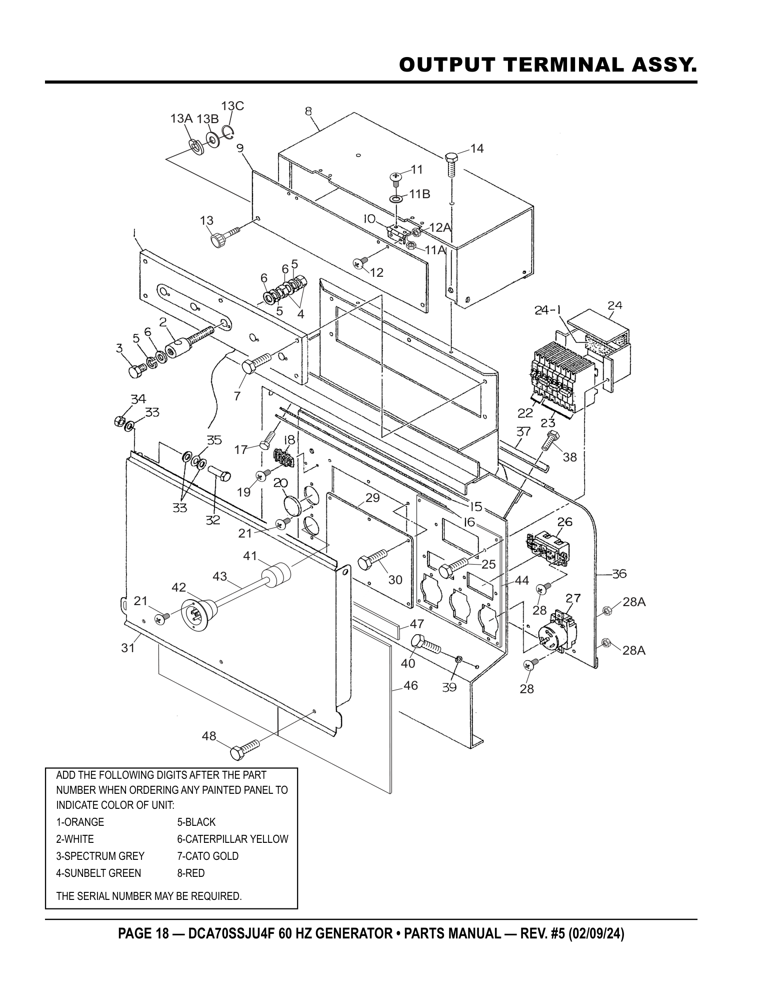 Multiquip DCA70SSJU4F Generator OUTPUT TERMINAL ASSY. parts diagram