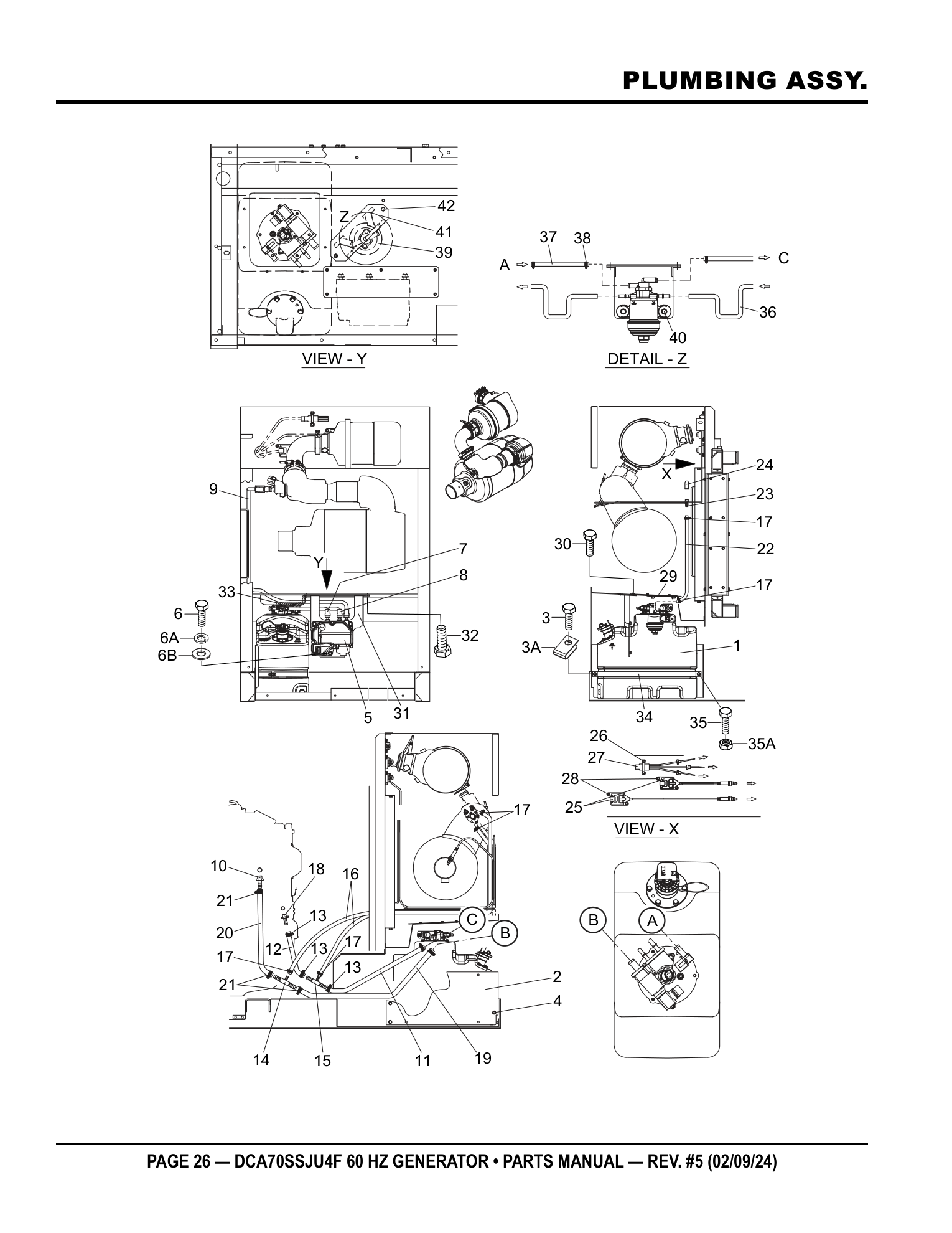 Multiquip DCA70SSJU4F Generator PLUMBING ASSY. parts diagram