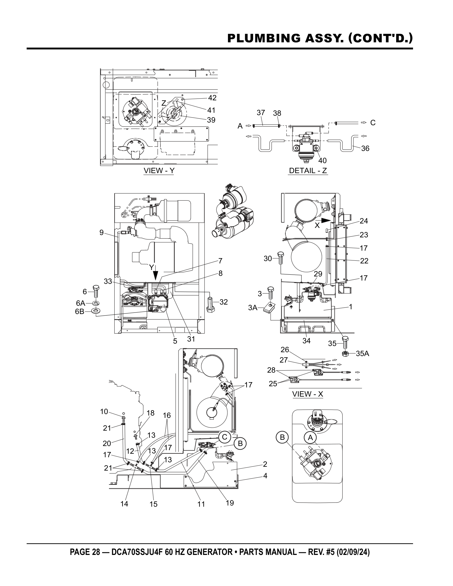 Multiquip DCA70SSJU4F Generator PLUMBING ASSY. (CONT'D.) parts diagram