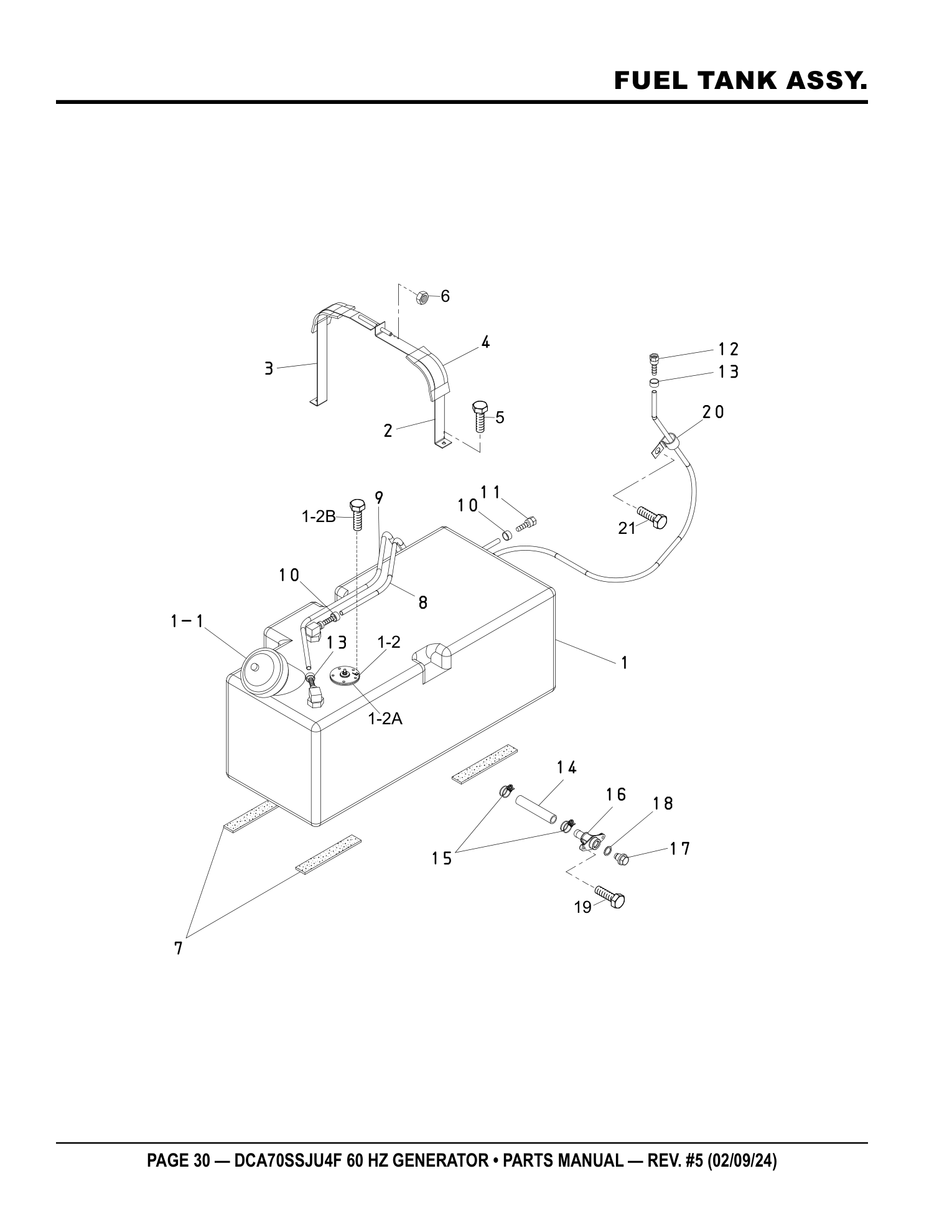 Multiquip DCA70SSJU4F Generator FUEL TANK ASSY. parts diagram