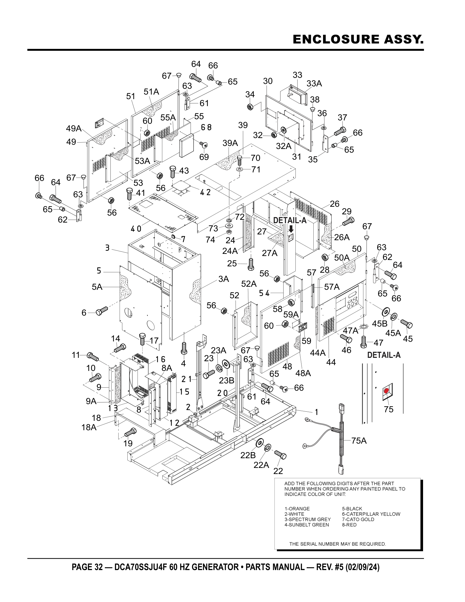 Multiquip DCA70SSJU4F Generator ENCLOSURE ASSY. parts diagram