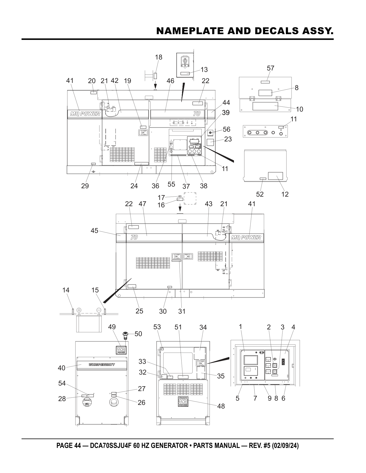 Multiquip DCA70SSJU4F Generator NAMEPLATE AND DECALS ASSY. parts diagram