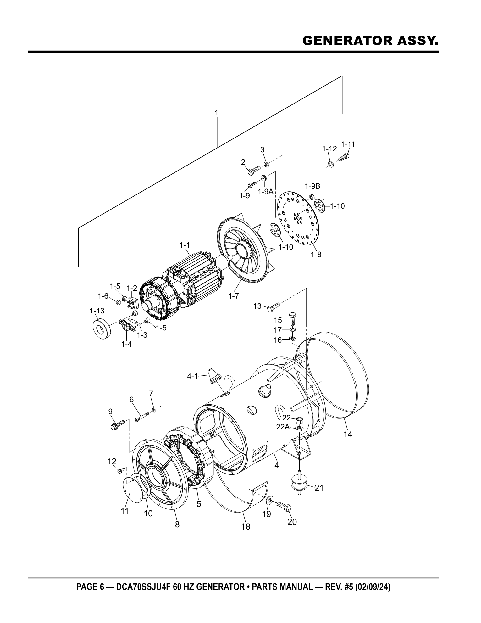 Multiquip DCA70SSJU4F Generator GENERATOR ASSY. parts diagram