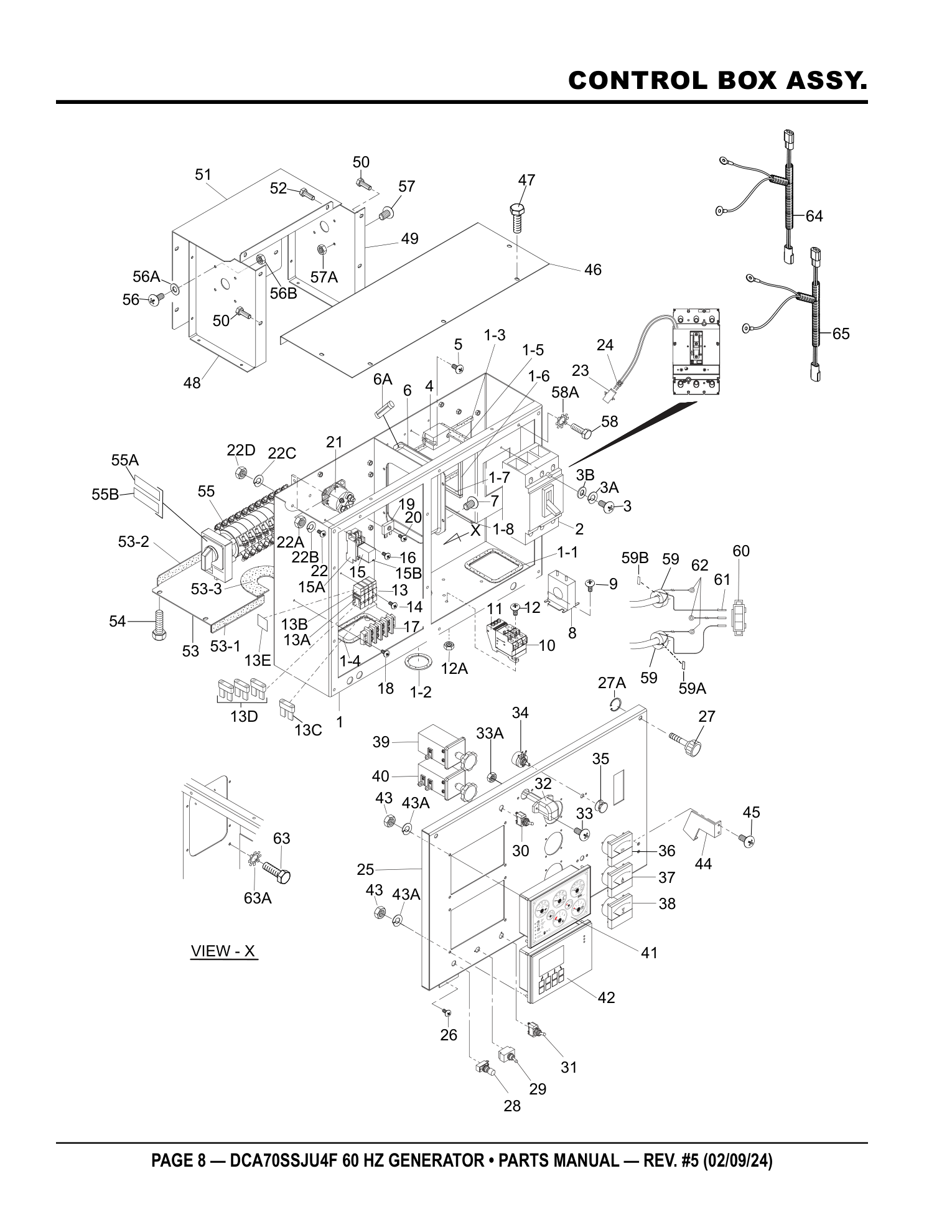 Multiquip DCA70SSJU4F Generator CONTROL BOX ASSY. parts diagram