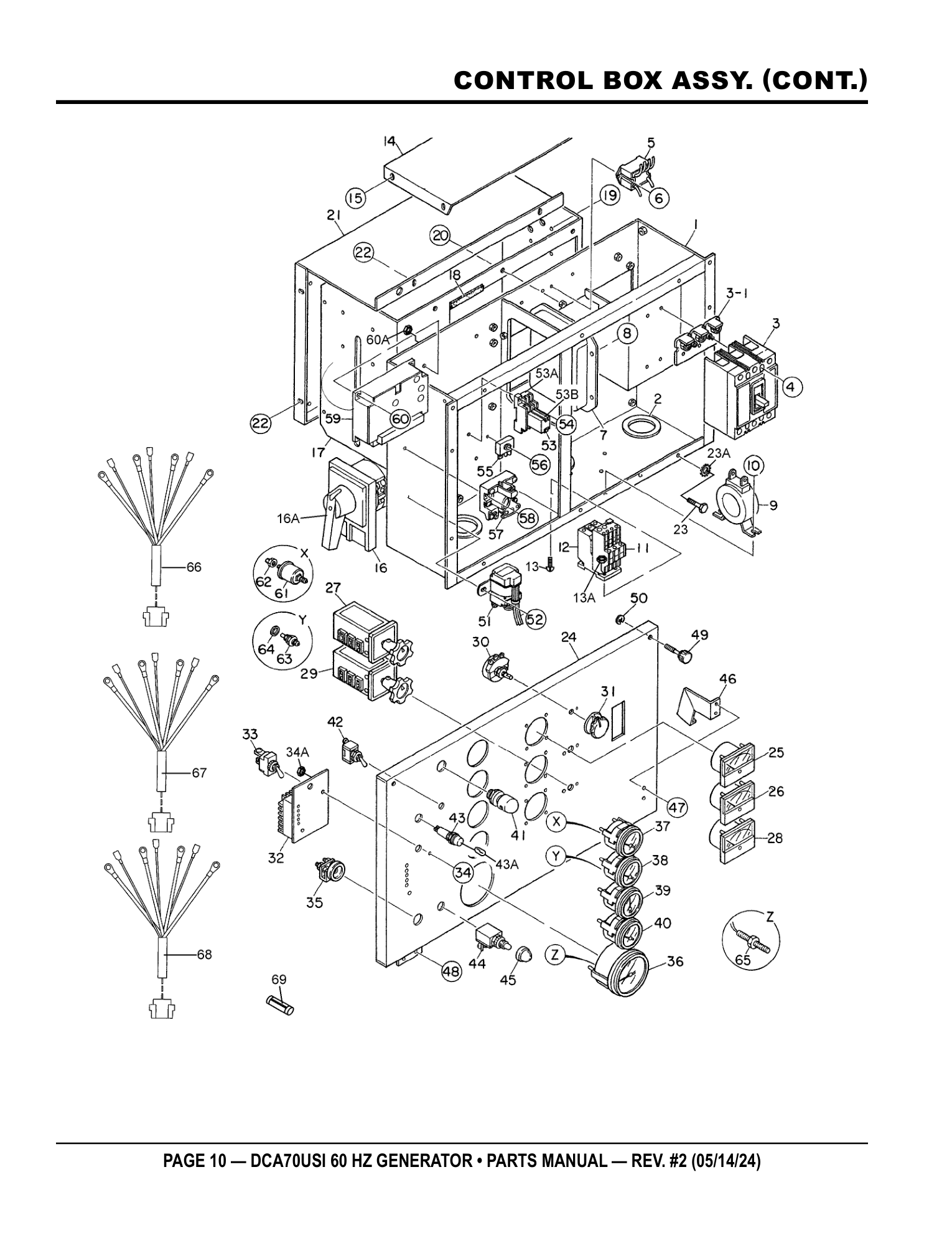 Multiquip DCA70USI Generator CONTROL BOX ASSY. (CONT.) parts diagram