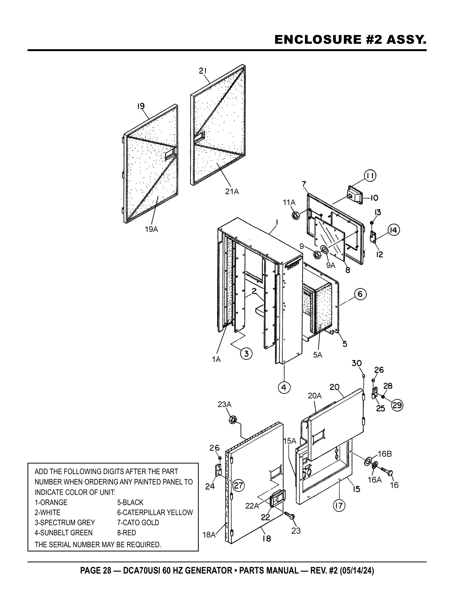Multiquip DCA70USI Generator ENCLOSURE #2 ASSY. parts diagram