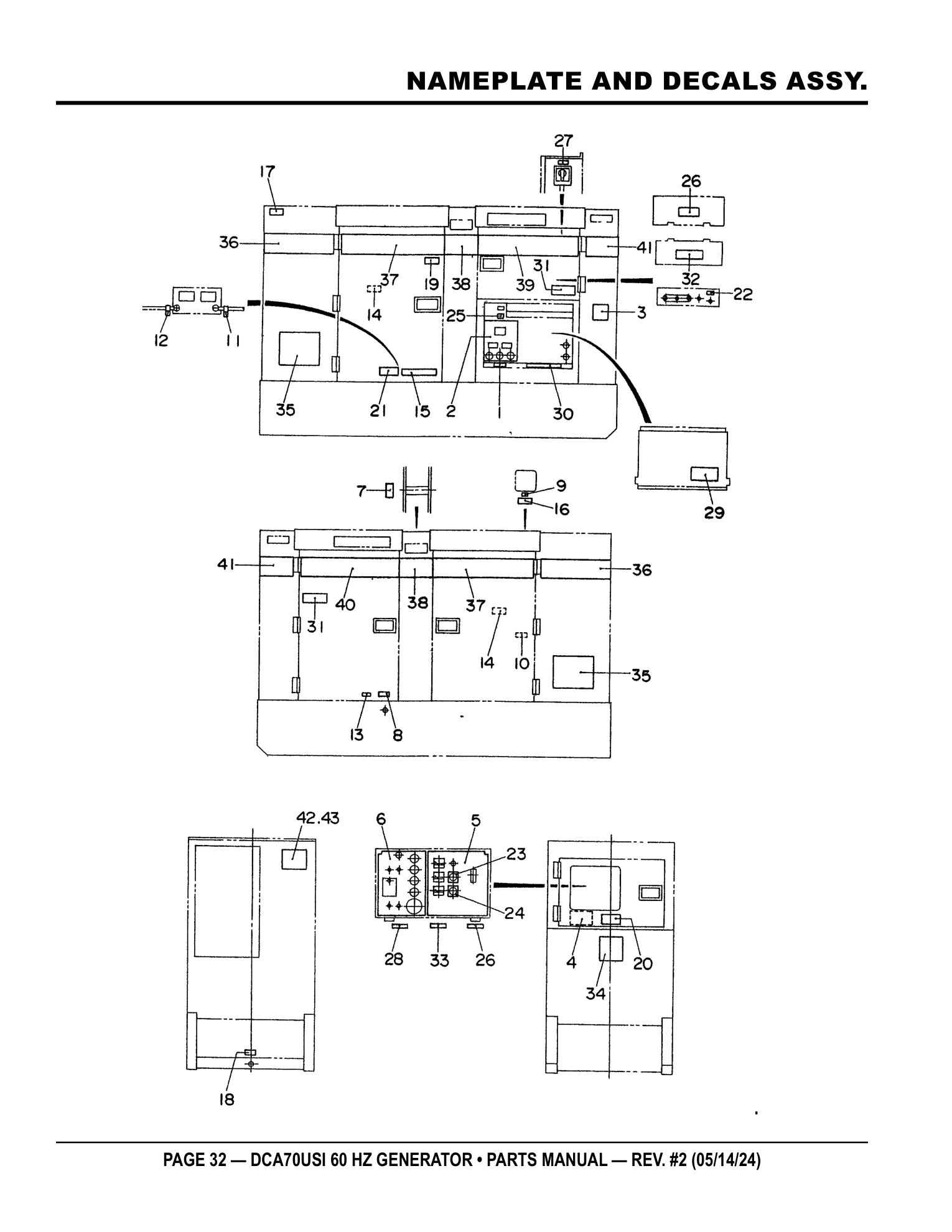 Multiquip DCA70USI Generator NAMEPLATE AND DECALS ASSY. parts diagram