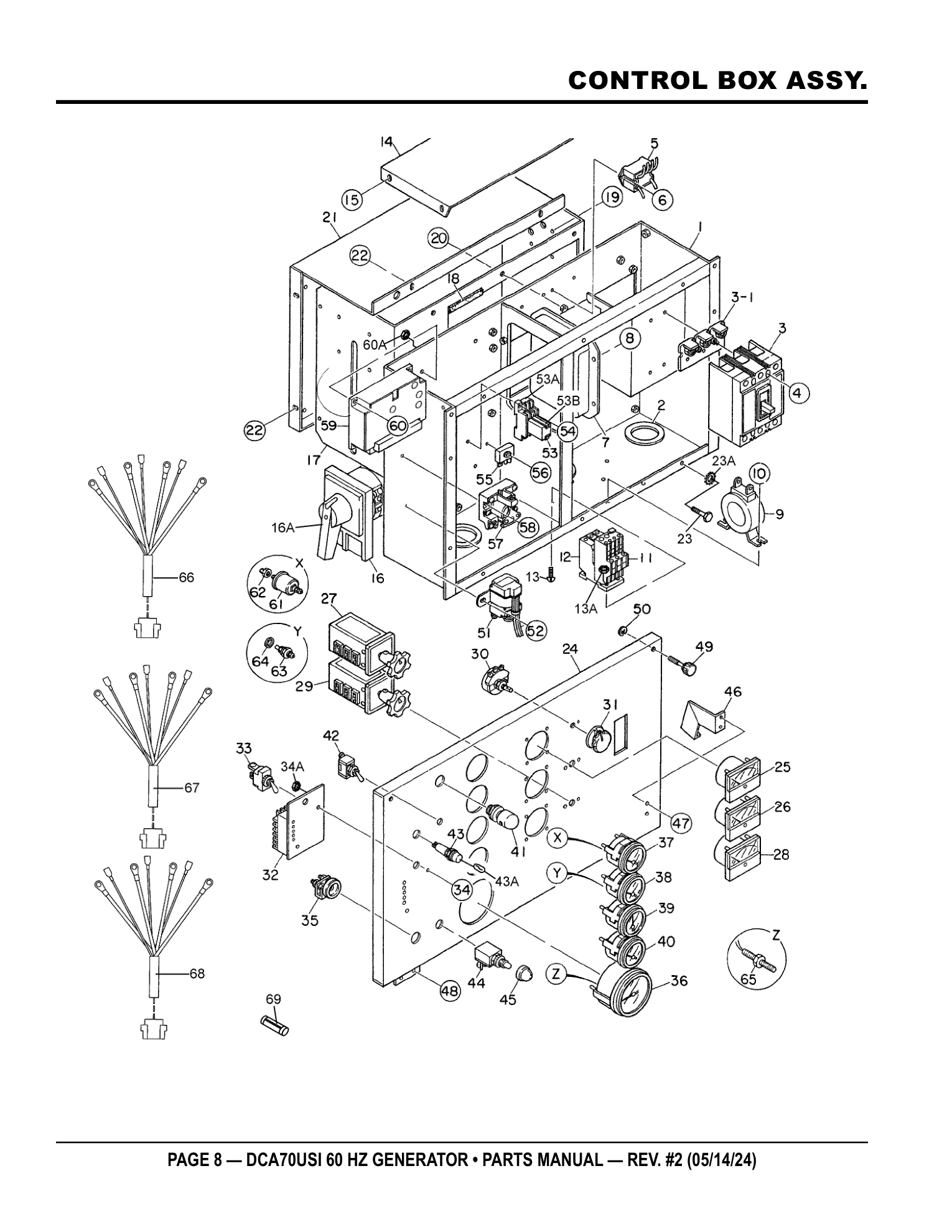 Multiquip DCA70USI Generator CONTROL BOX ASSY. parts diagram