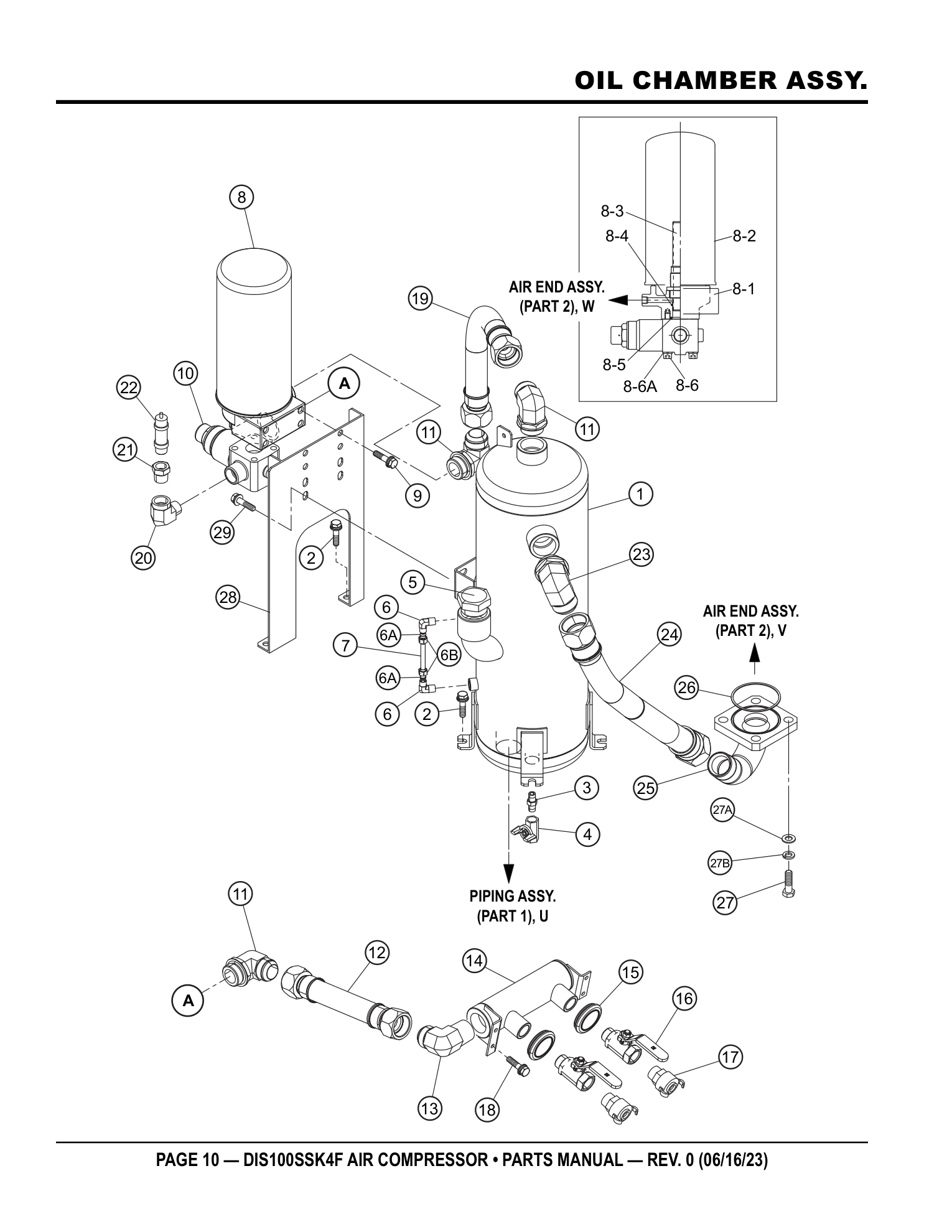 Multiquip DIS100SSK4F Air Compressor OIL CHAMBER ASSY. parts diagram