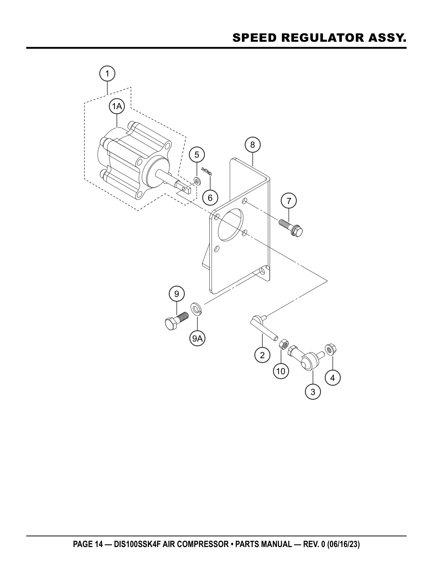 Multiquip DIS100SSK4F Air Compressor SPEED REGULATOR ASSY. parts diagram