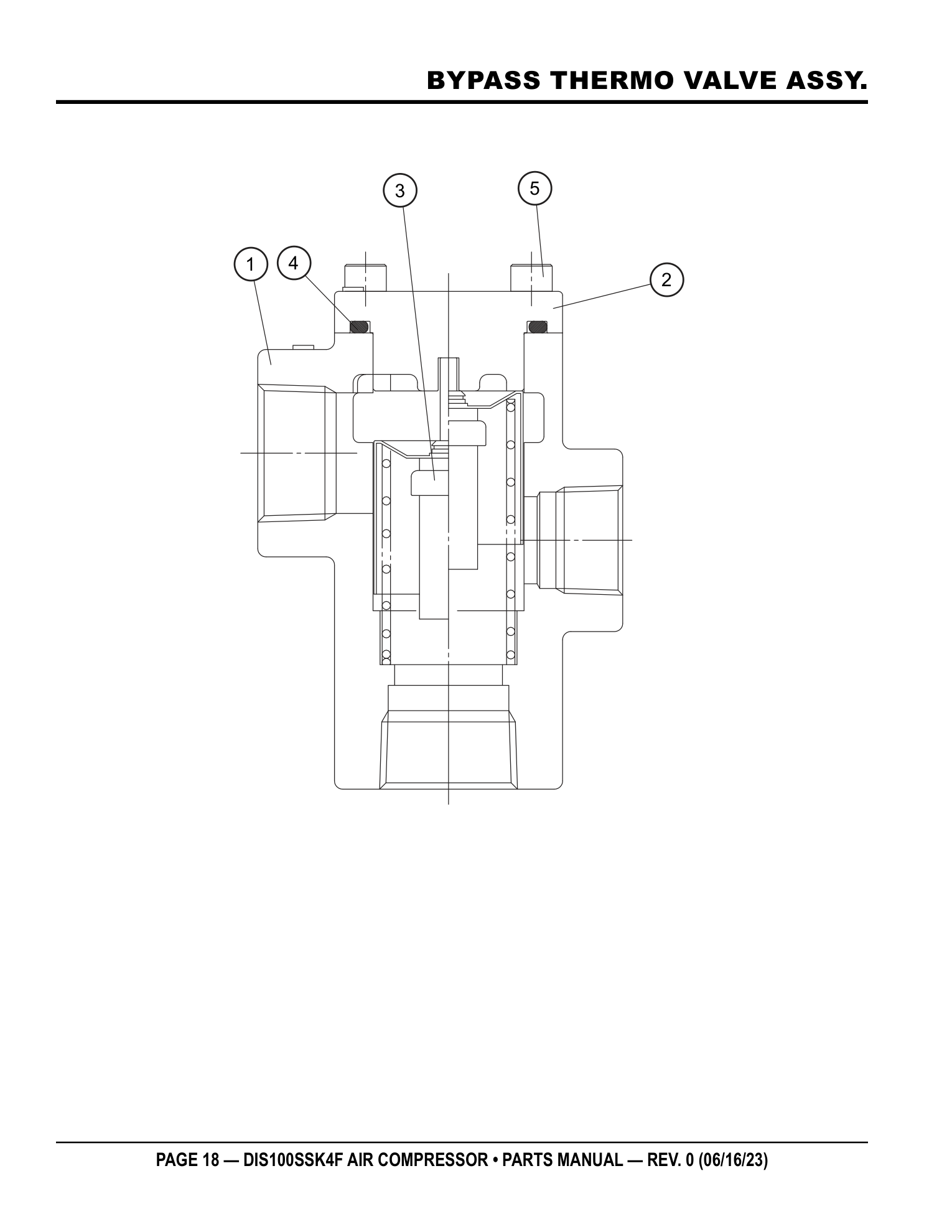 Multiquip DIS100SSK4F Air Compressor BYPASS THERMO VALVE ASSY. parts diagram