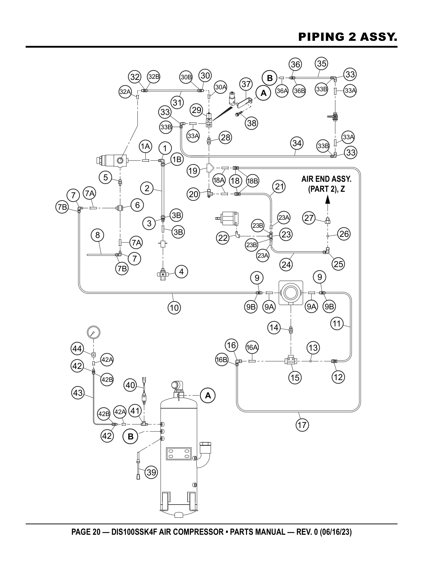 Multiquip DIS100SSK4F Air Compressor PIPING 2 ASSY. parts diagram