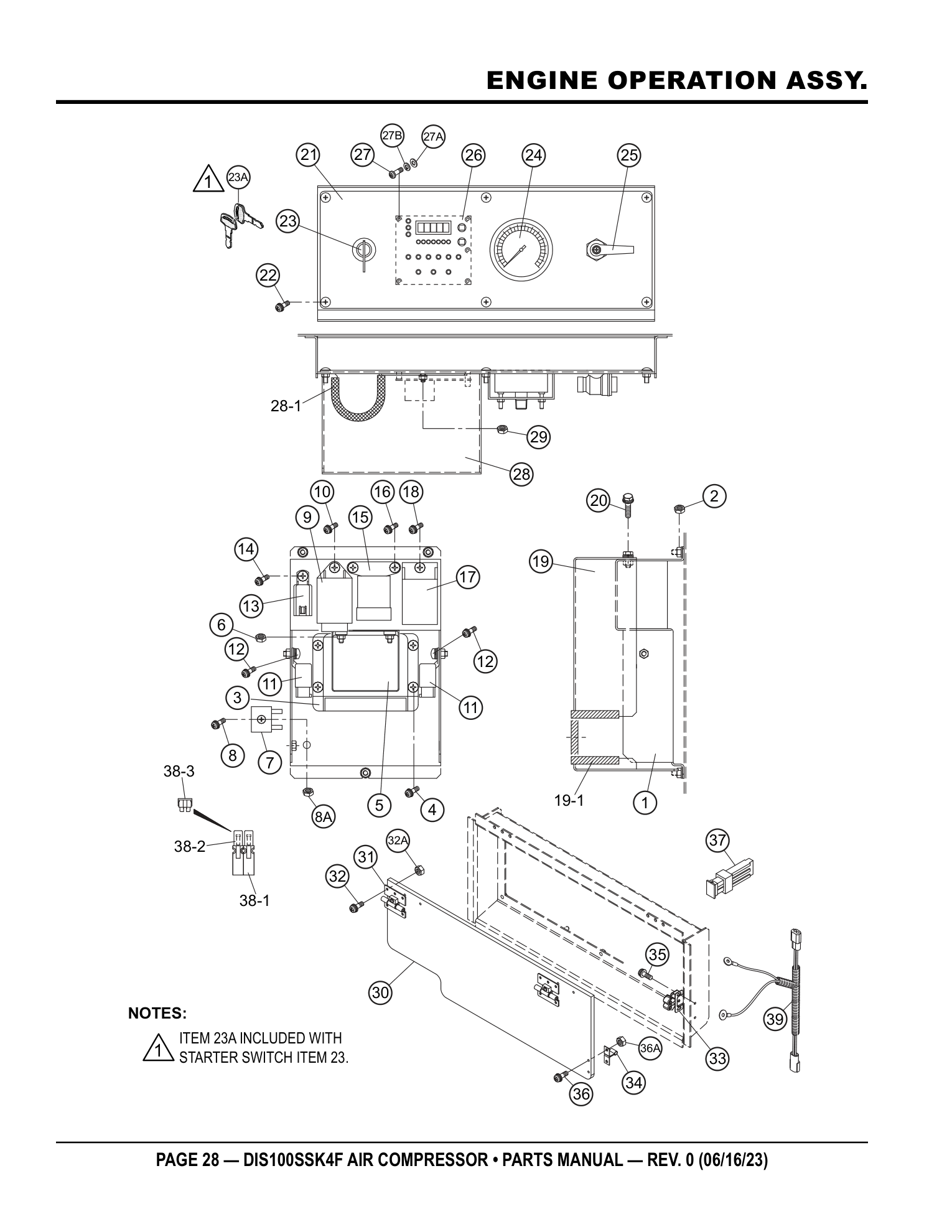 Multiquip DIS100SSK4F Air Compressor ENGINE OPERATION ASSY. parts diagram