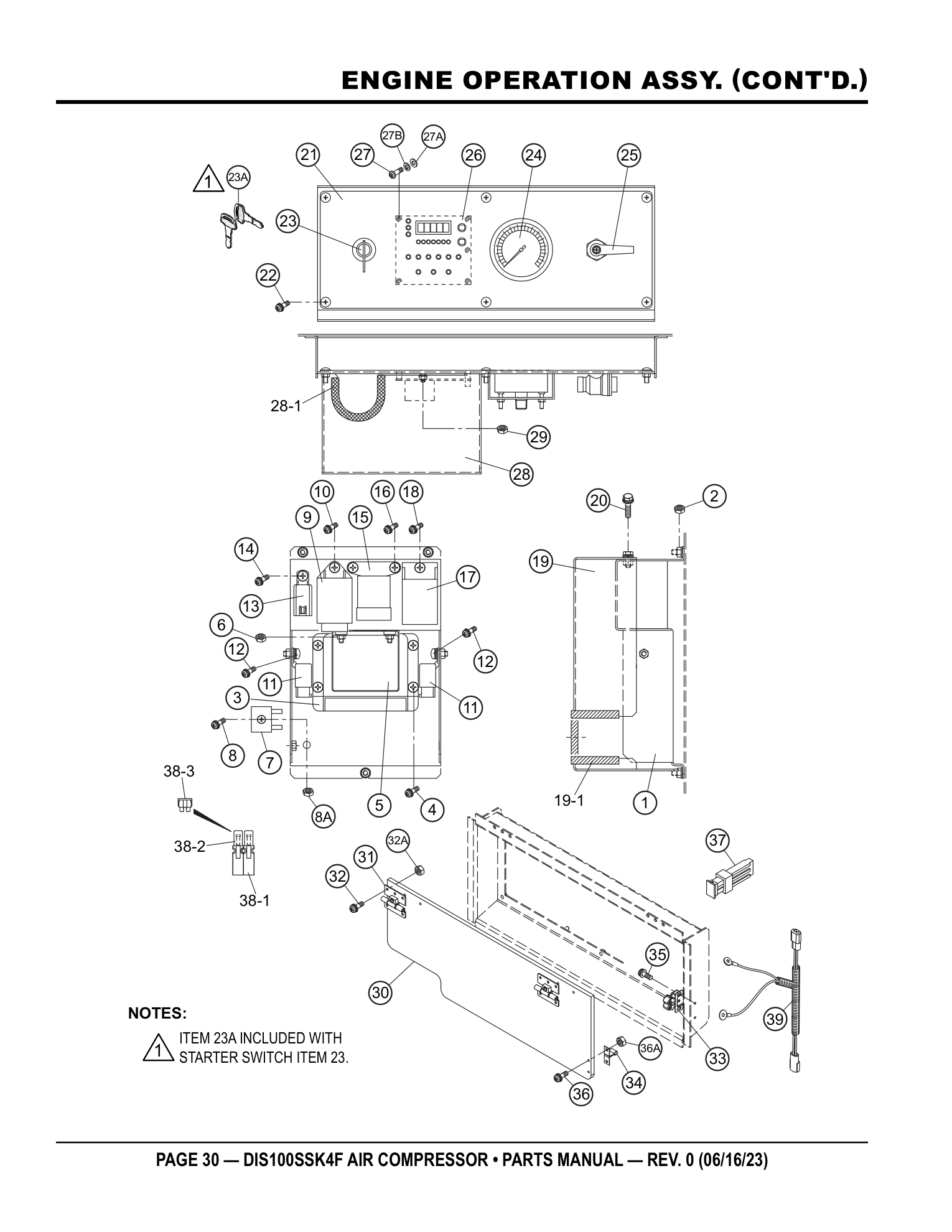 Multiquip DIS100SSK4F Air Compressor ENGINE OPERATION ASSY. (CONT'D.) parts diagram