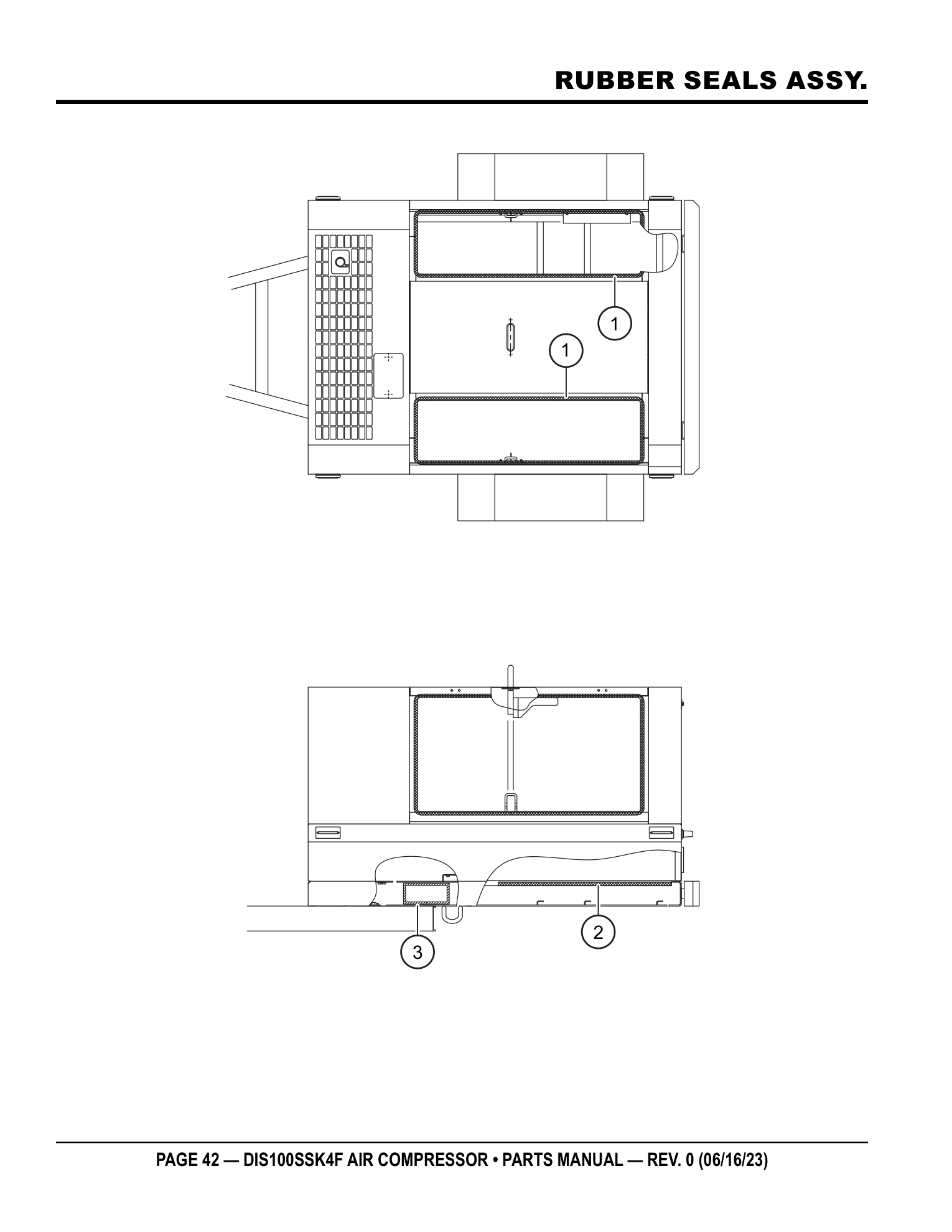 Multiquip DIS100SSK4F Air Compressor RUBBER SEALS ASSY. parts diagram