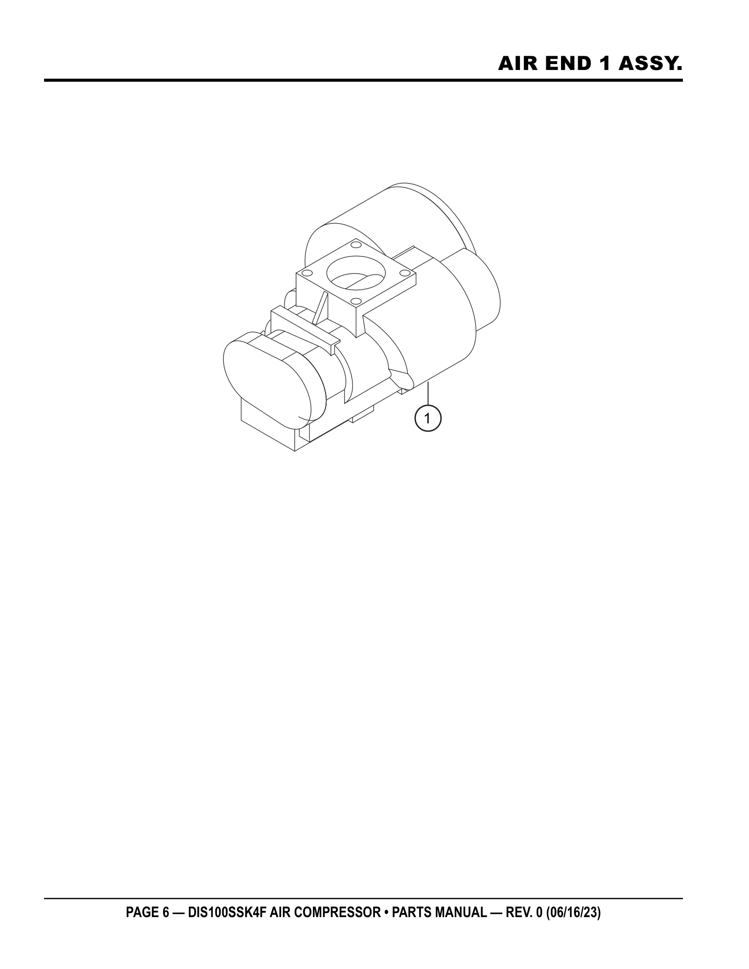 Multiquip DIS100SSK4F Air Compressor AIR END 1 ASSY. parts diagram