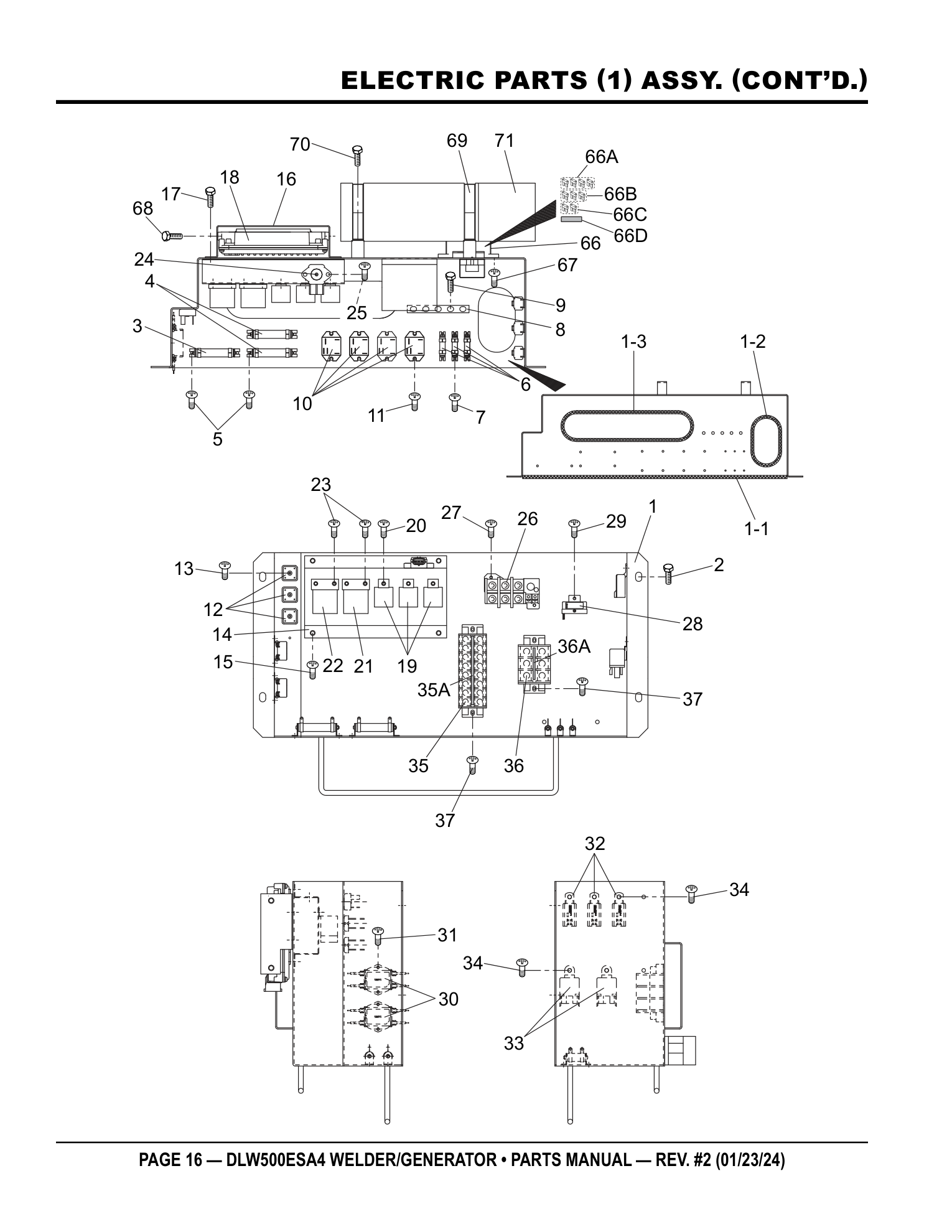 Multiquip DLW500 Diesel Welder ELECTRIC PARTS (1) ASSY. (CONT’D.) parts diagram