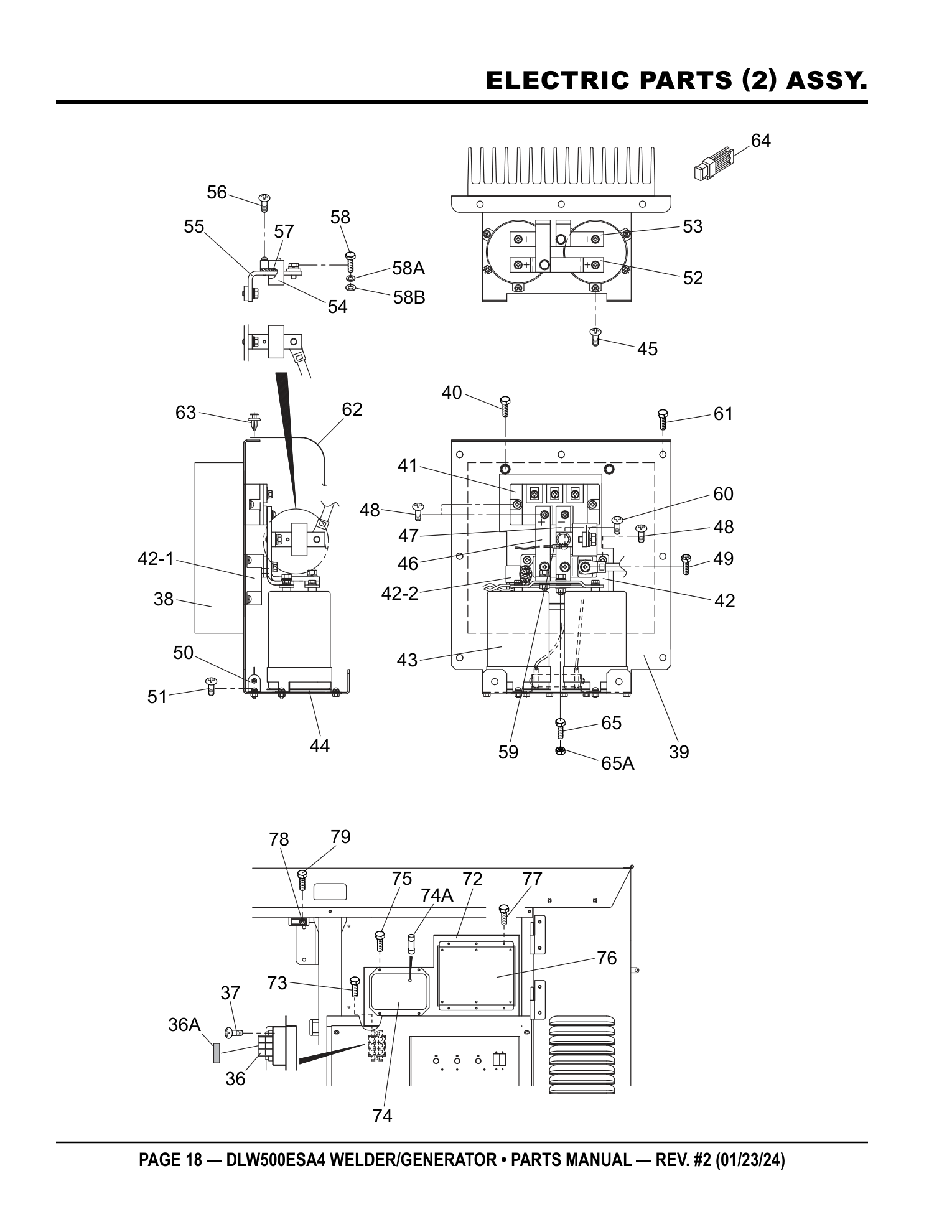 Multiquip DLW500 Diesel Welder ELECTRIC PARTS (2) ASSY. parts diagram