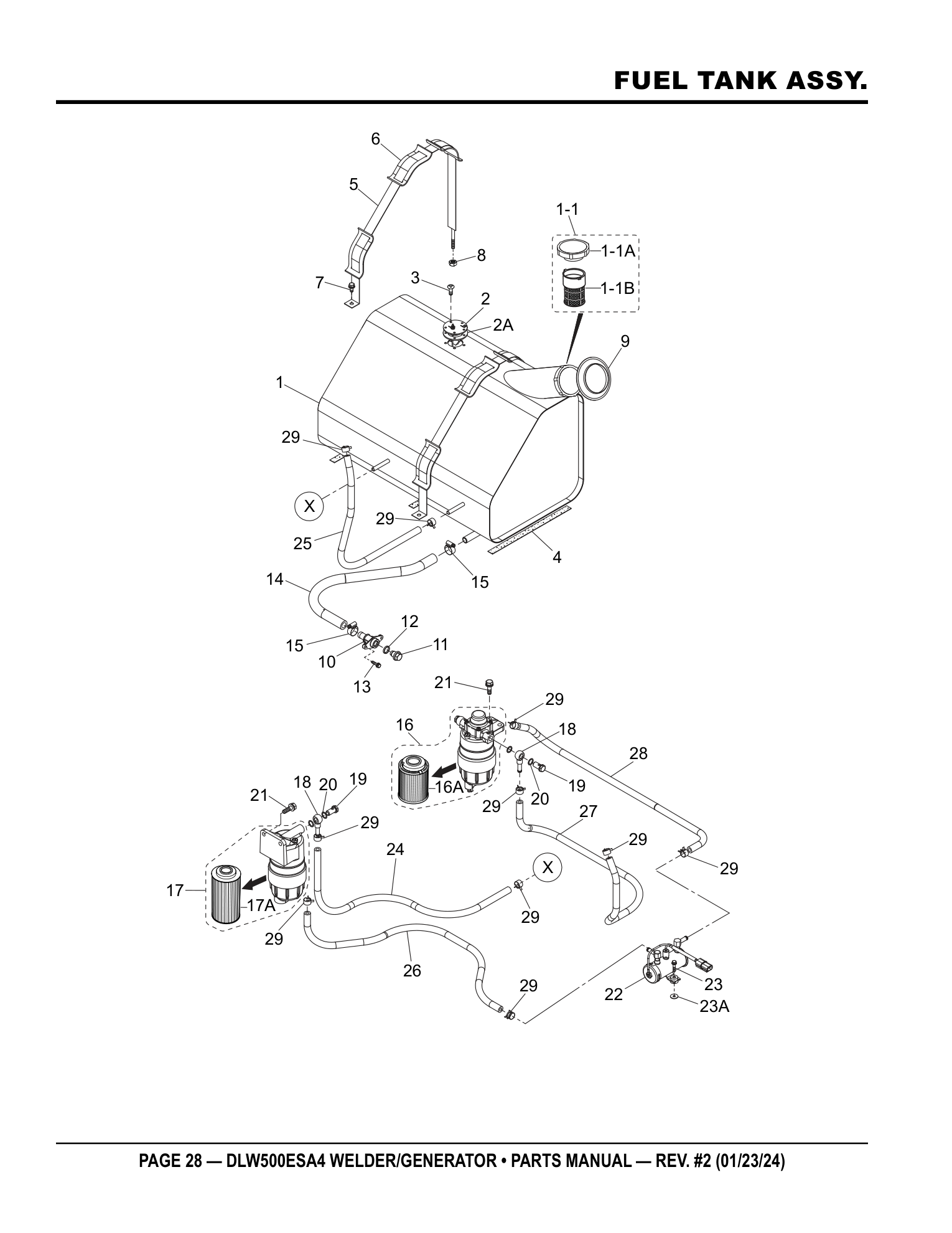 Multiquip DLW500 Diesel Welder FUEL TANK ASSY. parts diagram