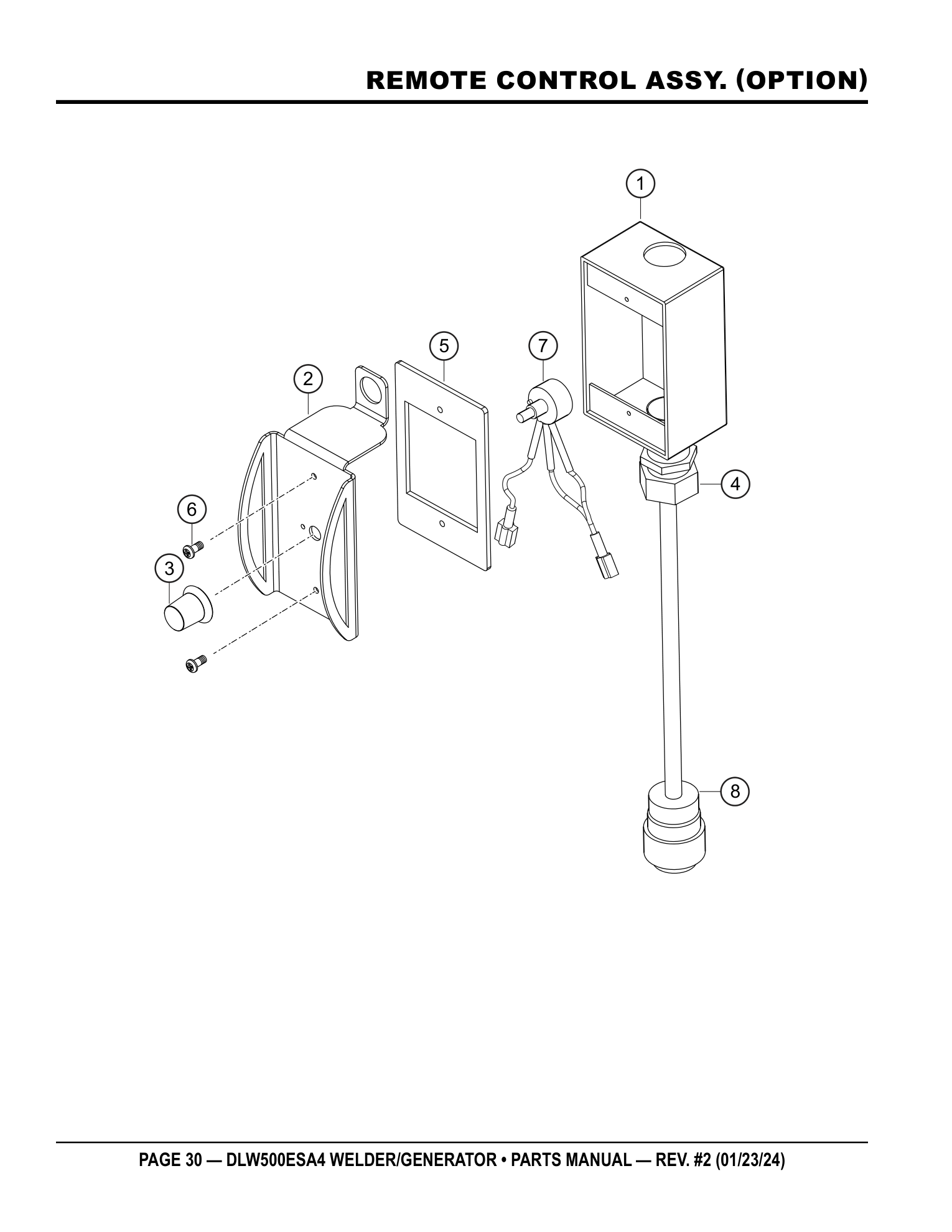 Multiquip DLW500 Diesel Welder REMOTE CONTROL ASSY. (OPTION) parts diagram