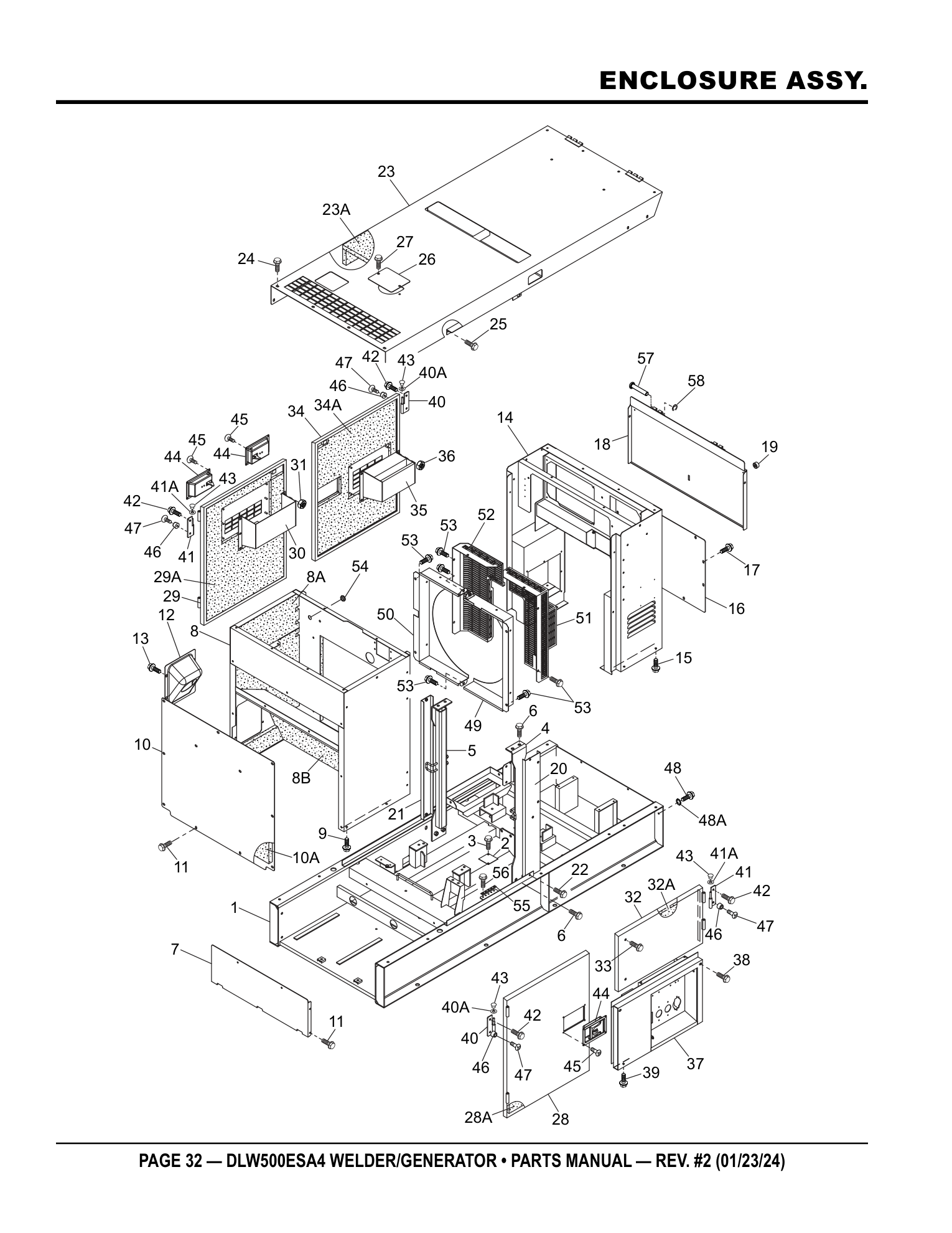 Multiquip DLW500 Diesel Welder ENCLOSURE ASSY. parts diagram