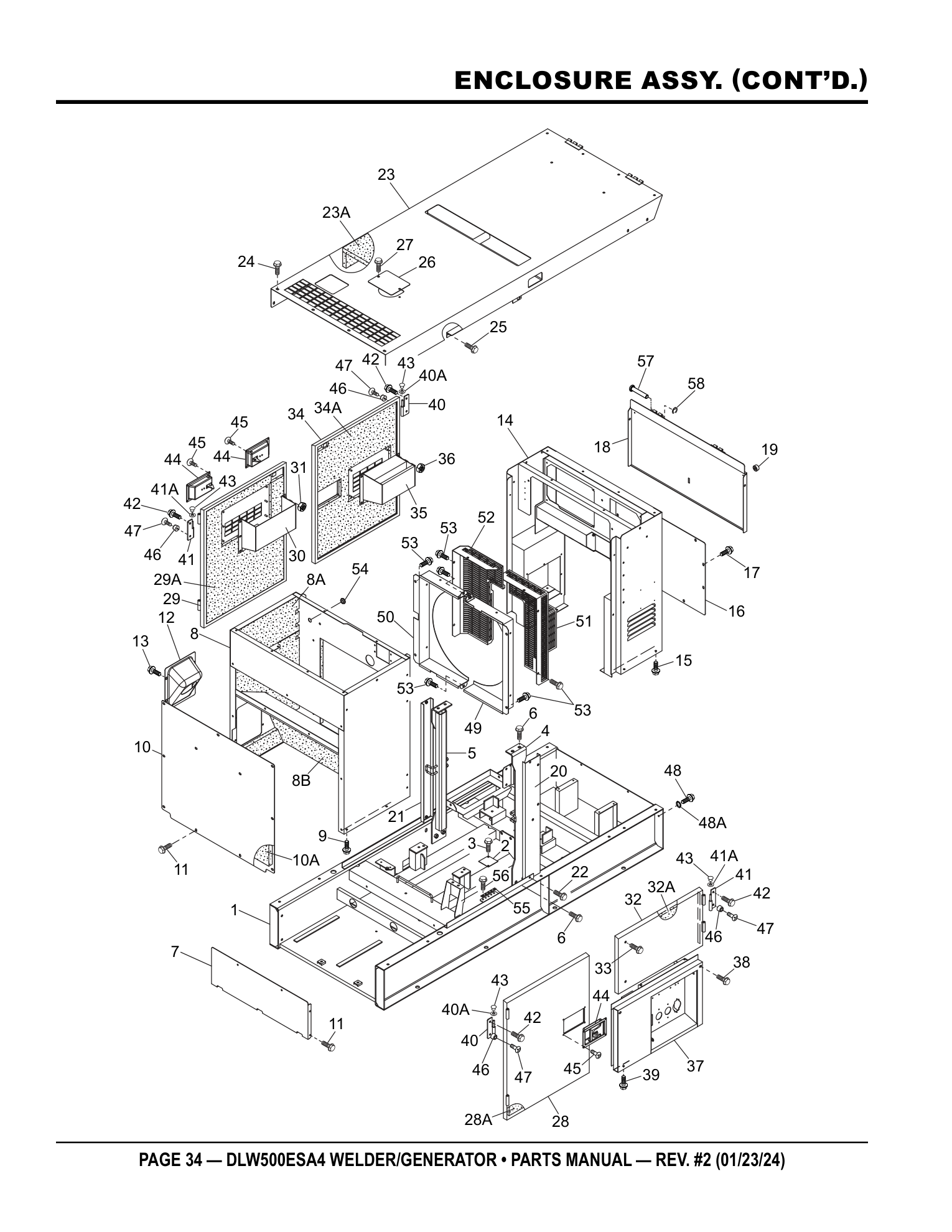 Multiquip DLW500 Diesel Welder ENCLOSURE ASSY. (CONT’D.) parts diagram