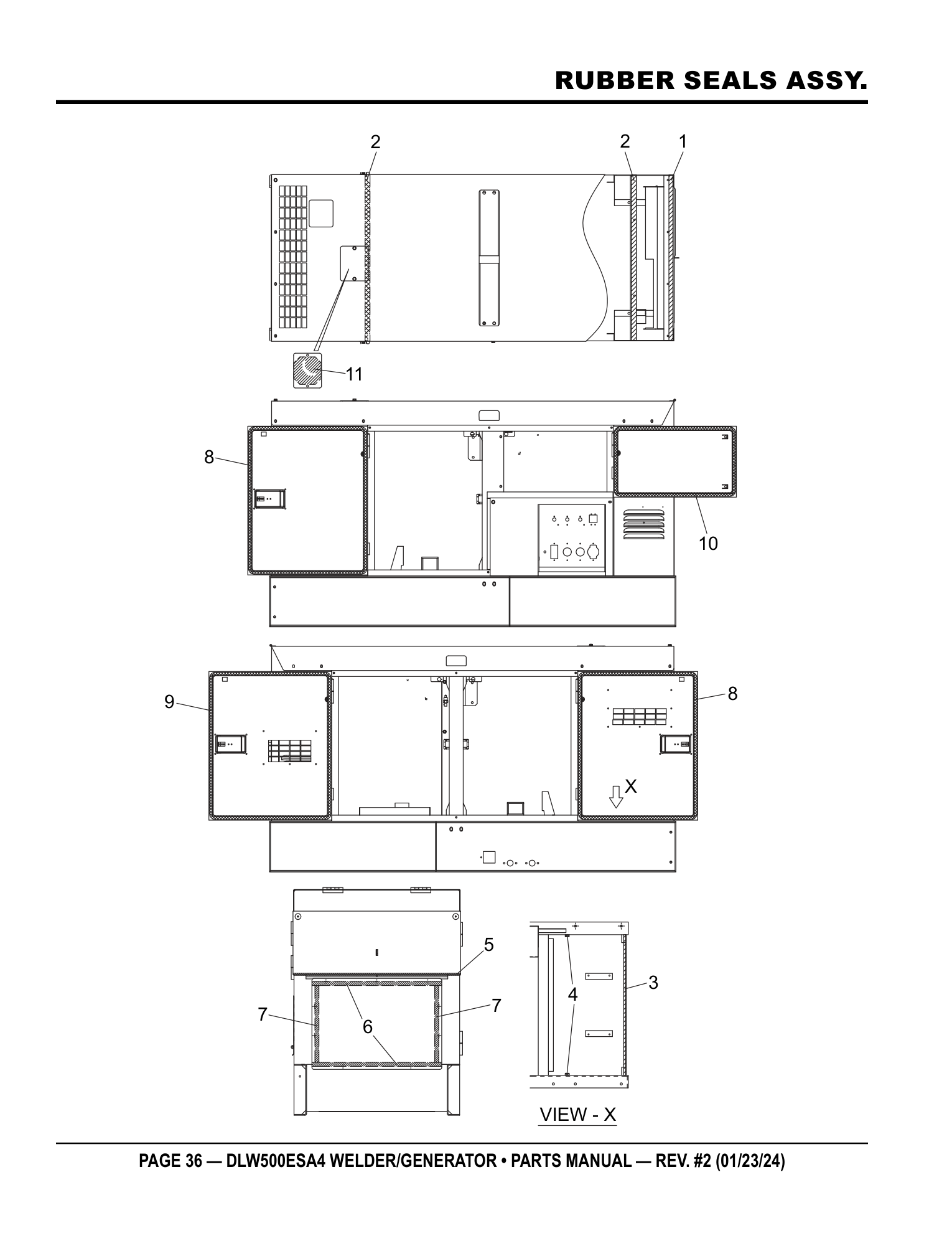 Multiquip DLW500 Diesel Welder RUBBER SEALS ASSY. parts diagram