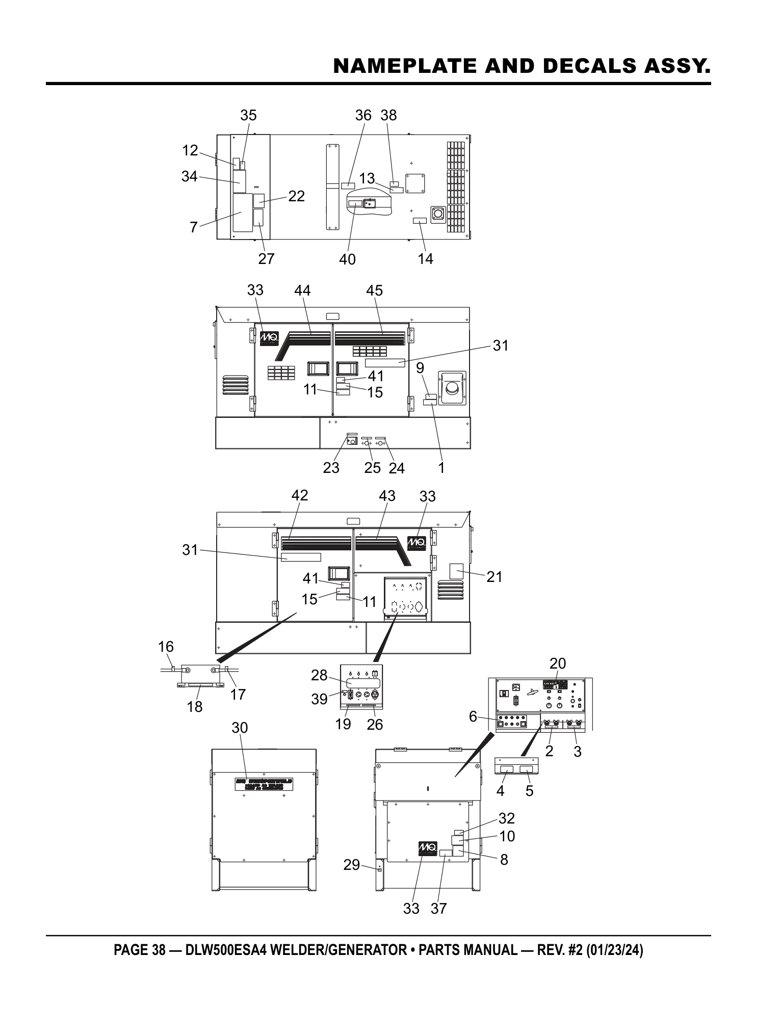 Multiquip DLW500 Diesel Welder NAMEPLATE AND DECALS ASSY. parts diagram