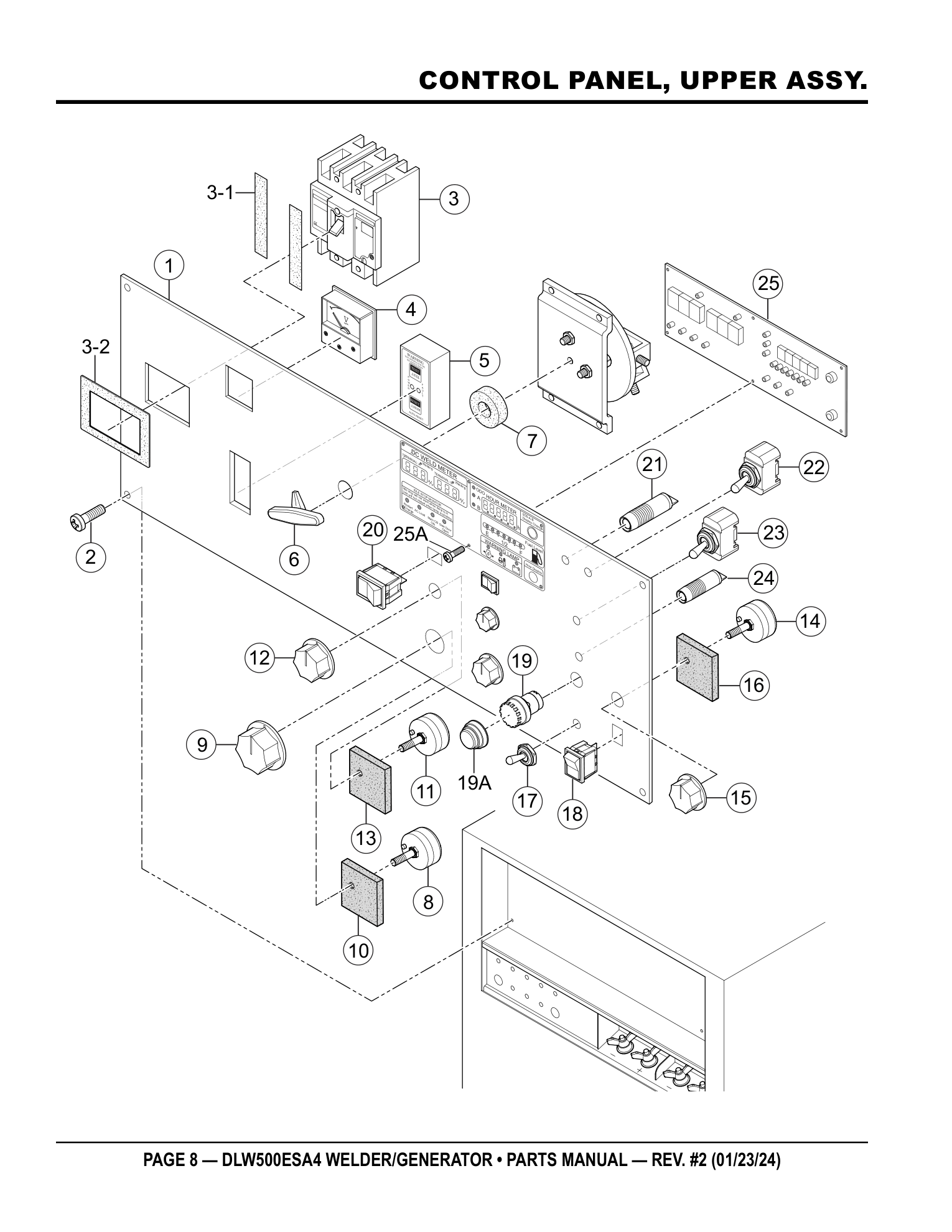 Multiquip DLW500 Diesel Welder CONTROL PANEL, UPPER ASSY. parts diagram