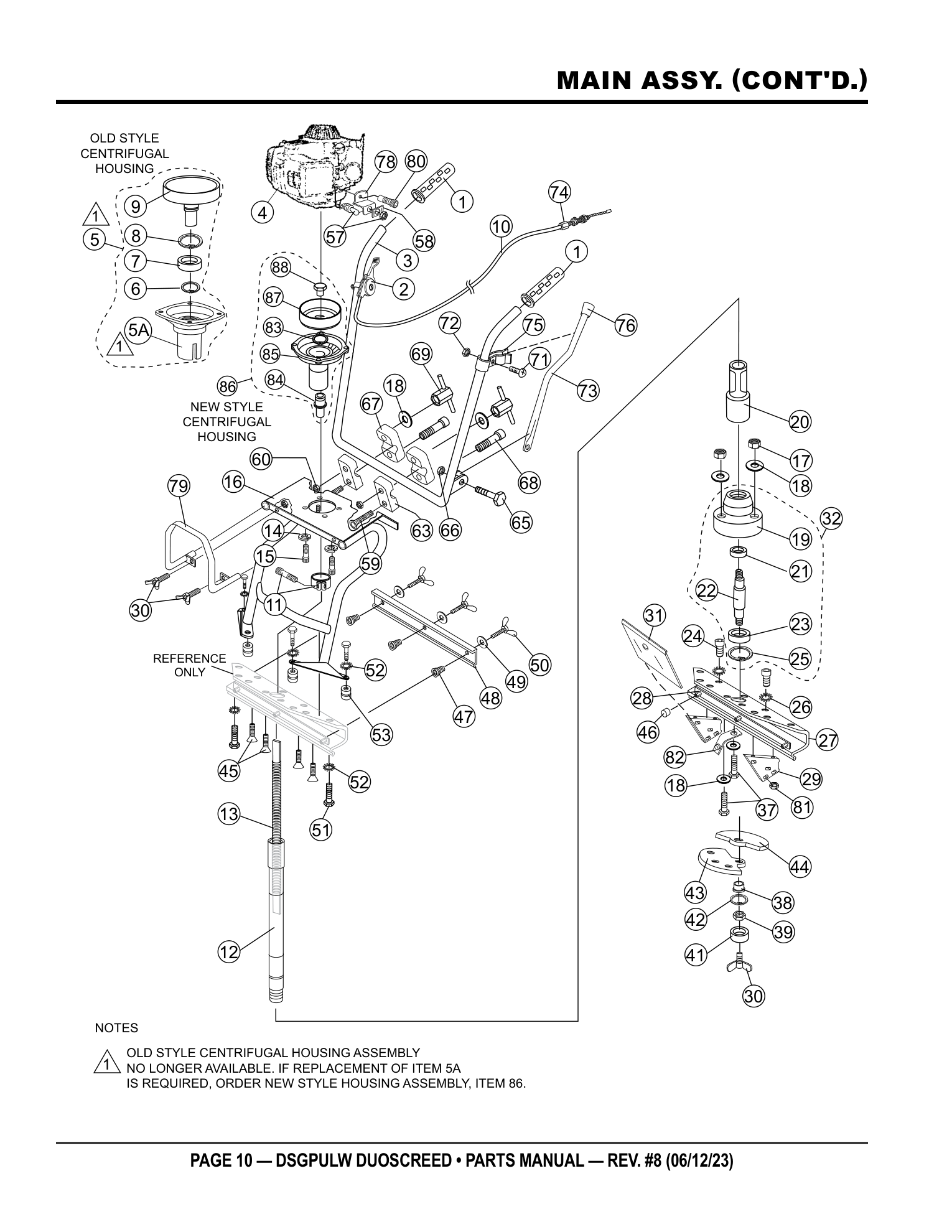 Multiquip DuoScreed - Power Unit DuoScreed Power Unit MAIN ASSY. (CONT'D.) parts diagram