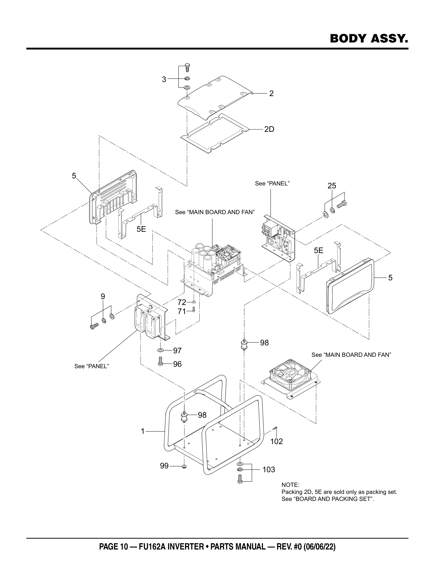 Multiquip FU162 High-Frequency Inverter Concrete Vibrator BODY ASSY. parts diagram