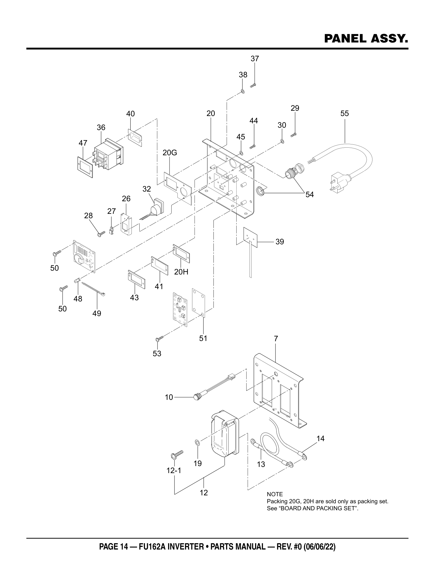 Multiquip FU162 High-Frequency Inverter Concrete Vibrator PANEL ASSY. parts diagram