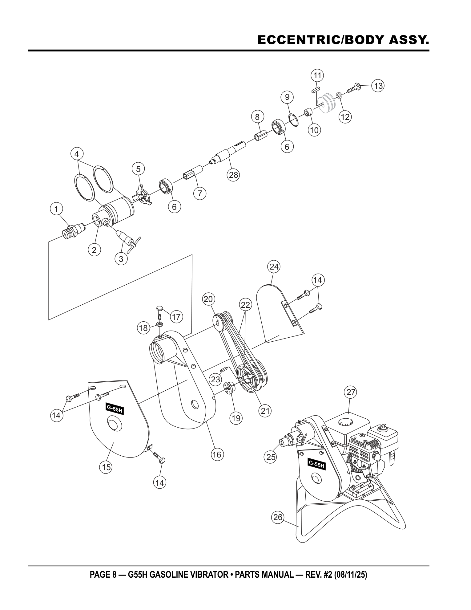 Multiquip G55 Vibrator Power Source ECCENTRIC/BODY ASSY. parts diagram