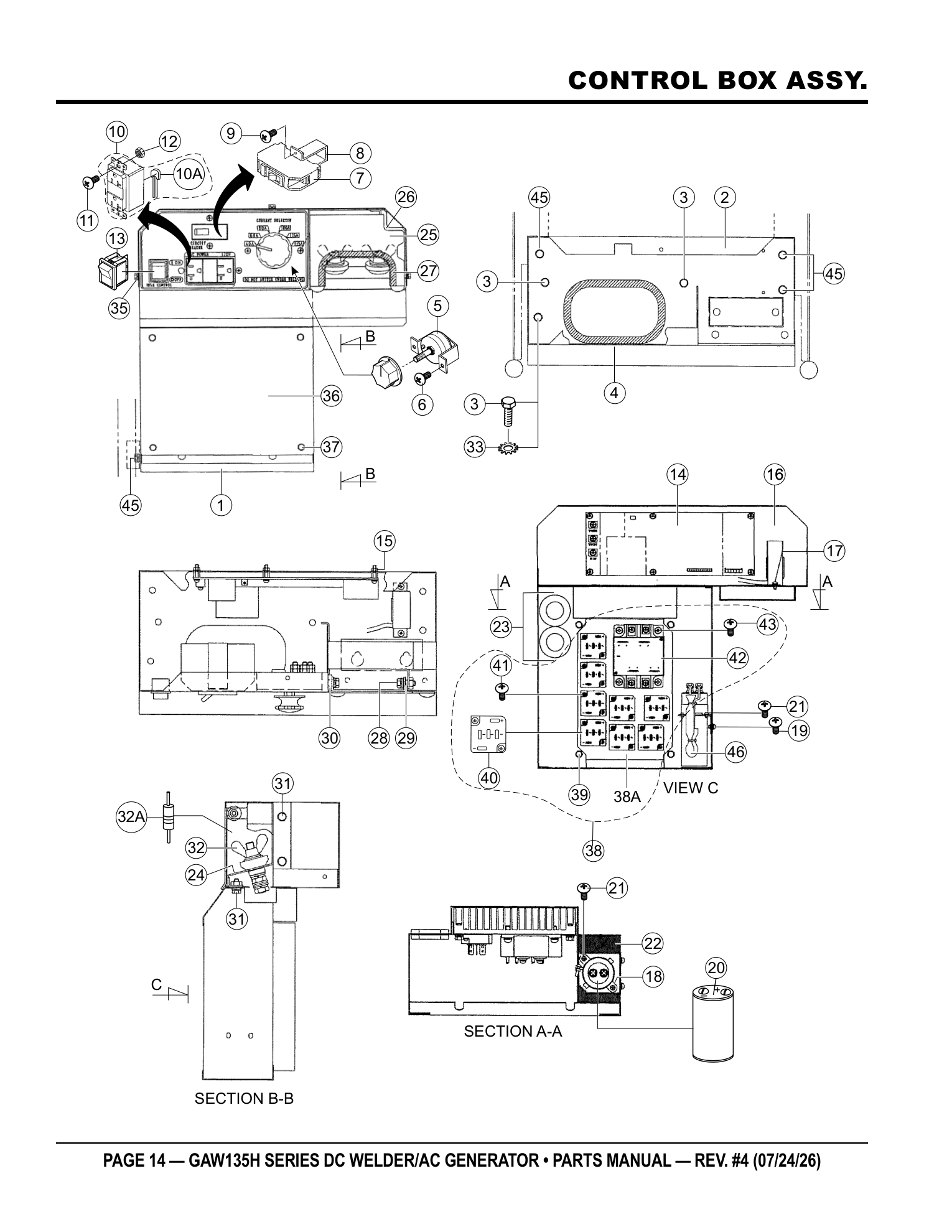 Multiquip GAW135 Gasoline Welder CONTROL BOX ASSY. parts diagram