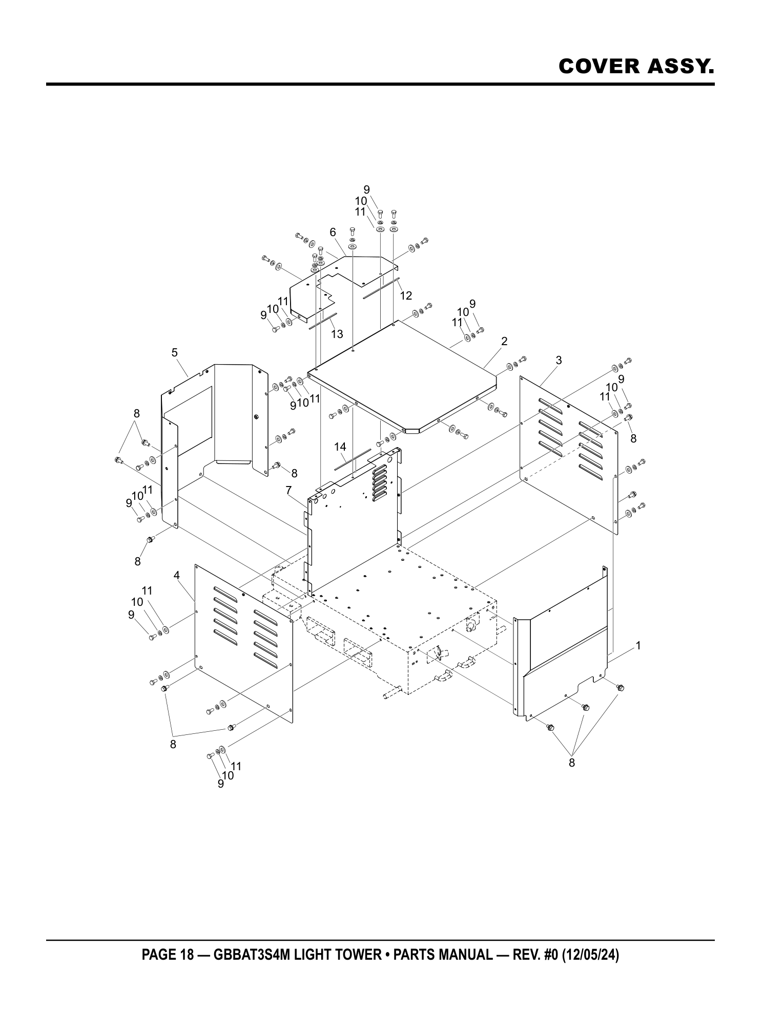 Multiquip GBBAT3 Battery-Powered Balloon Light COVER ASSY. parts diagram