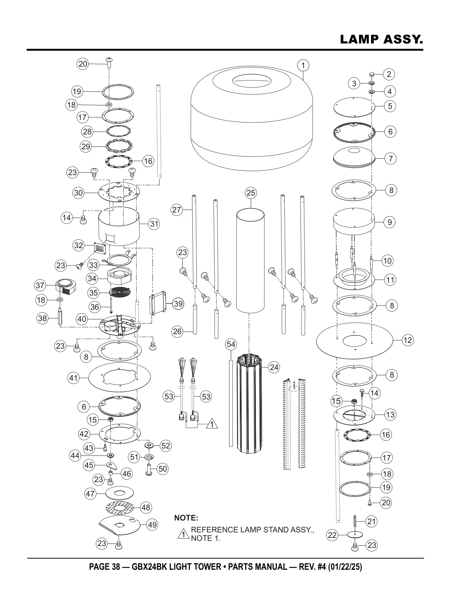 Multiquip GBX24 Light Tower LAMP ASSY. parts diagram